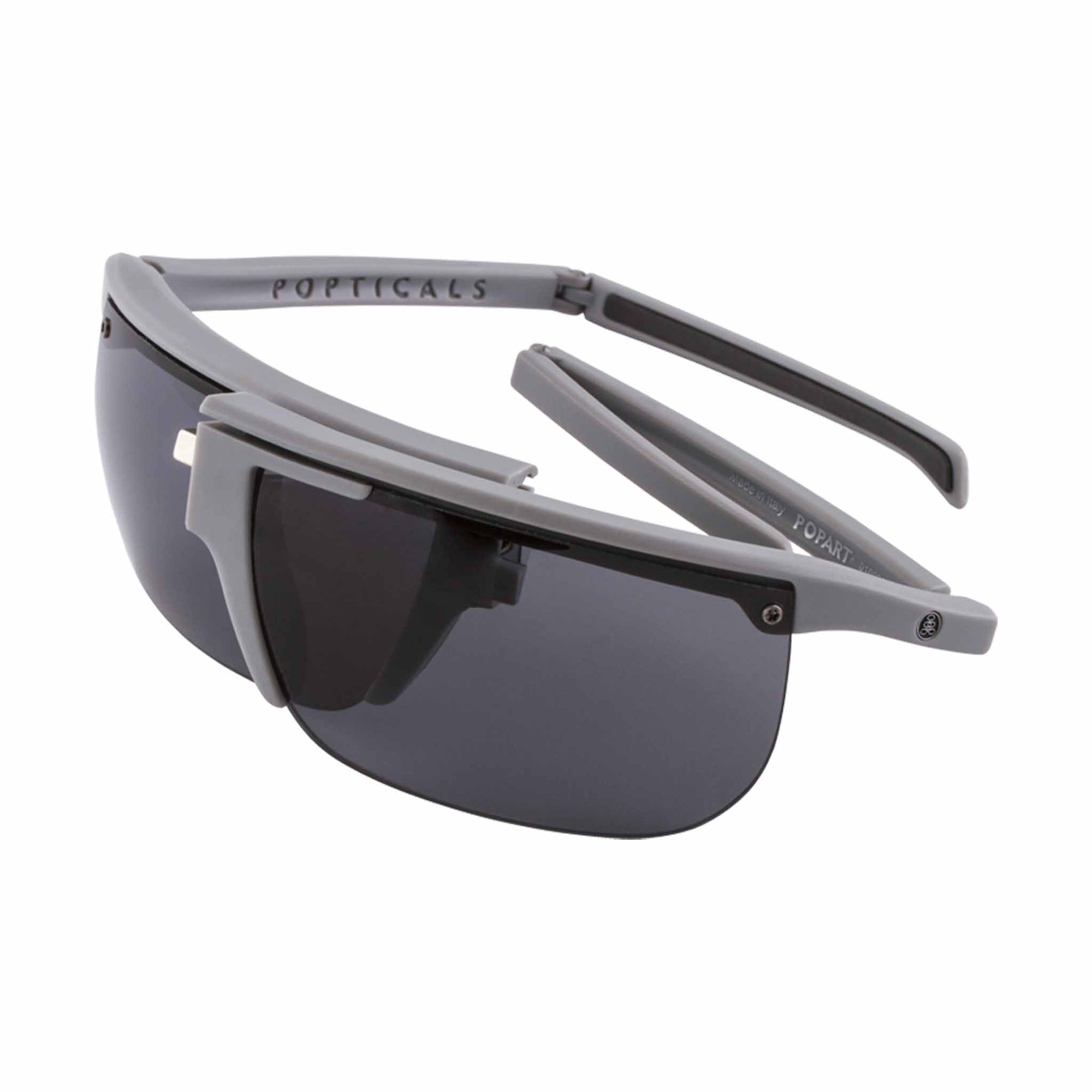 Popticals, Premium Compact Sunglasses, PopArt, 010030-GMGP, Polarized Sunglasses, Matte Gray Frame, Gray Lenses, Spider View