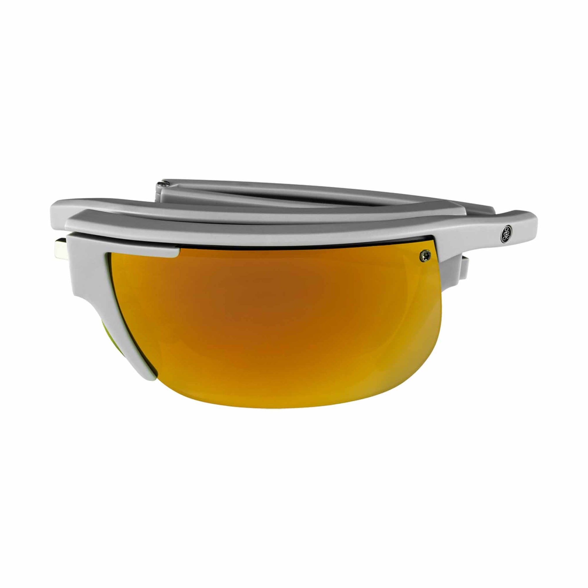 Popticals, Premium Compact Sunglasses, PopArt, 010030-GMON, Polarized Sunglasses, Matte Gray Frame, Gray Lenses with Orange Mirror Finish, Compact View