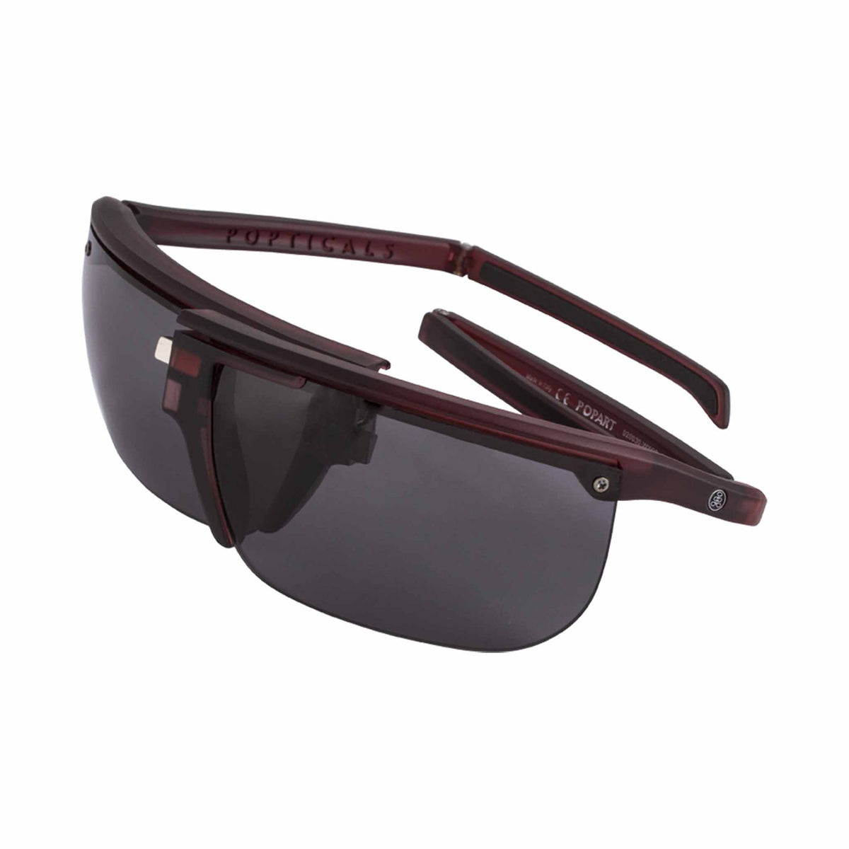 Popticals, Premium Compact Sunglasses, PopArt, 020030-WYGP, Polarized Sunglasses, Matte Wine Crystal, Gray Lenses, Spider View