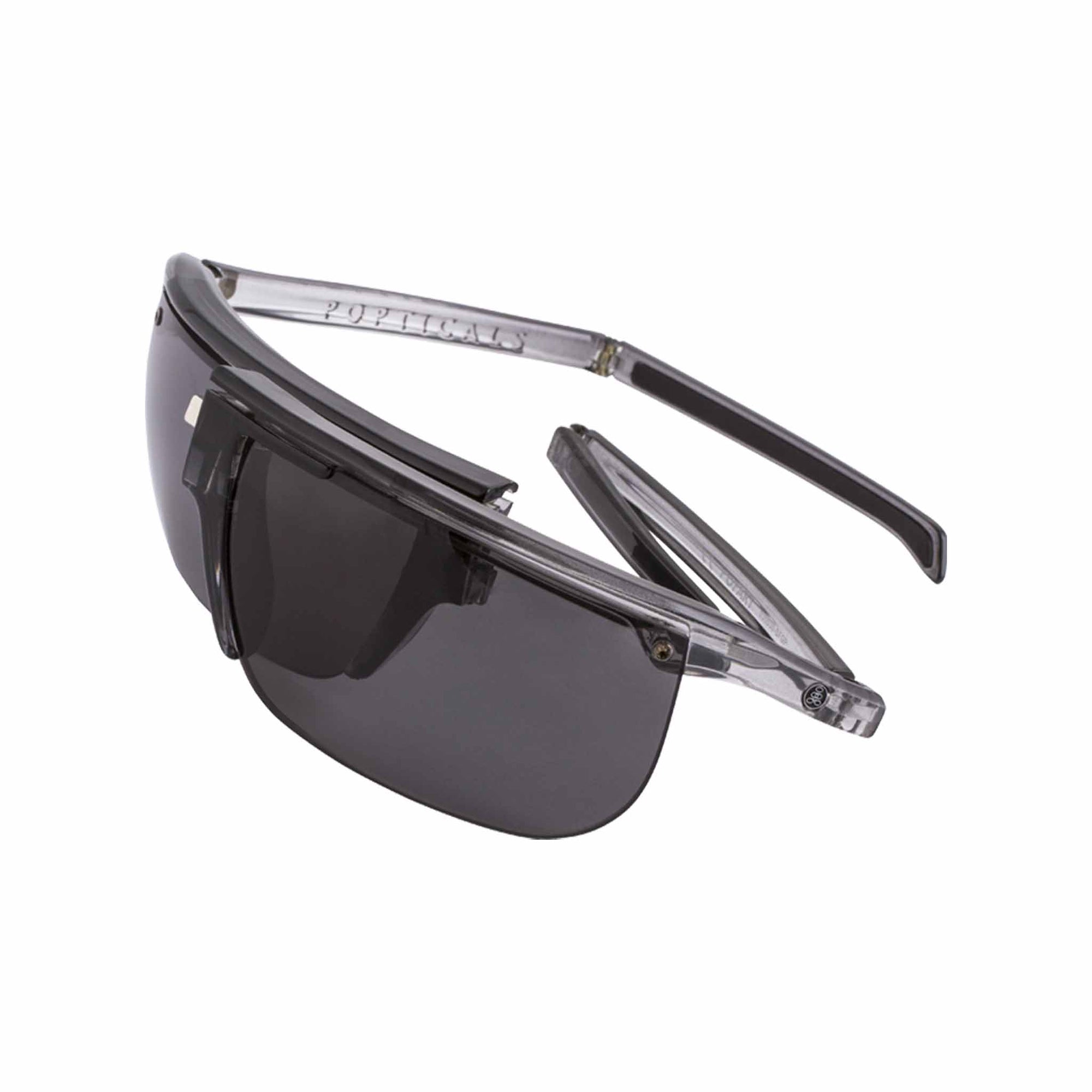 Popticals, Premium Compact Sunglasses, PopArt, 030030-SFGP, Polarized Sunglasses, Gloss Smoke/Clear Crystal, Gray Lenses, Spider View