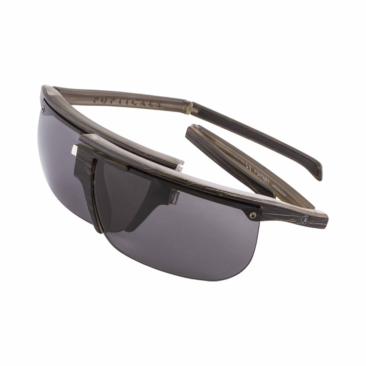 Popticals, Premium Compact Sunglasses, PopArt, 090030-ZUGP, Polarized Sunglasses, Matte Brush Black Frame, Gray Lenses, Spider View