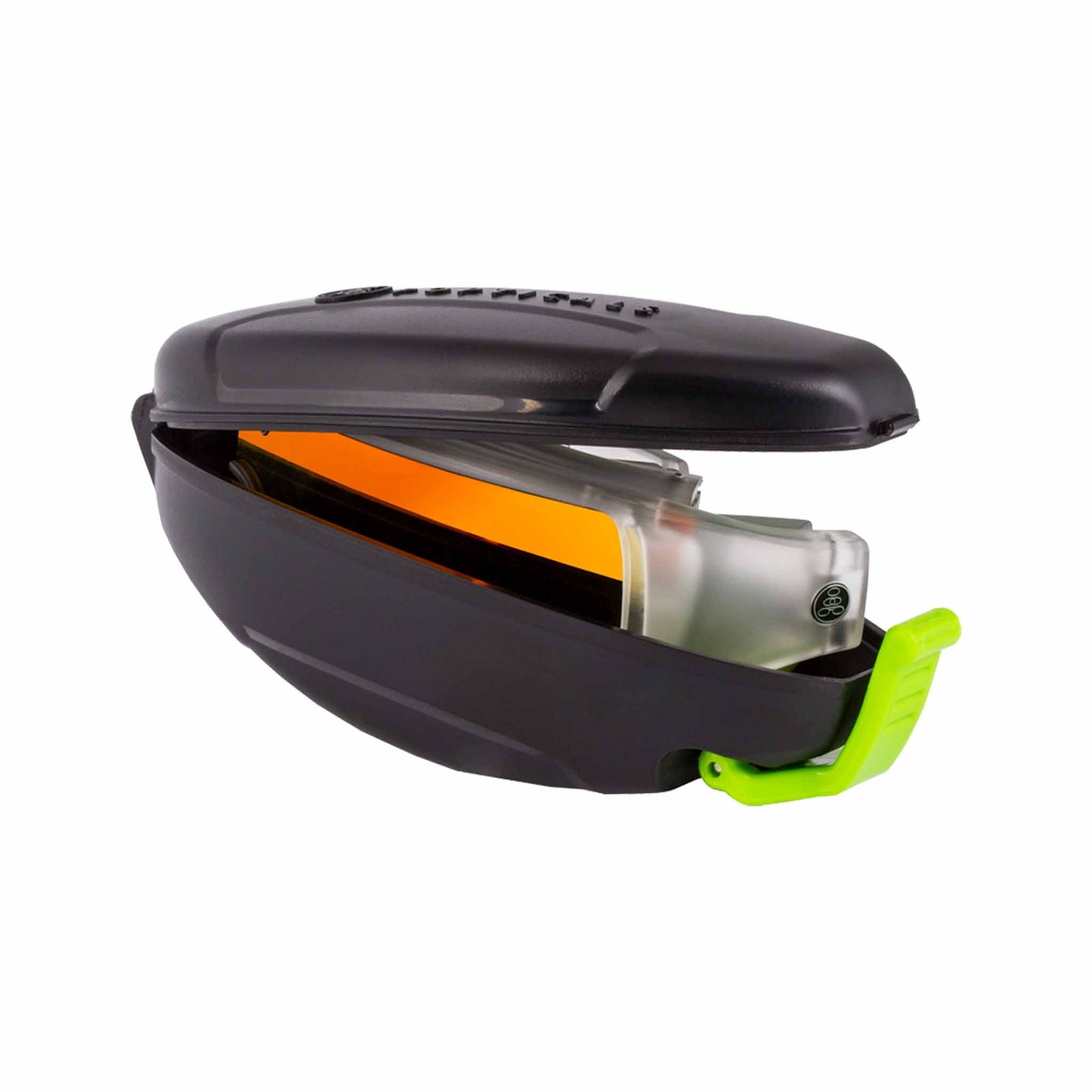 Popticals, Premium Compact Sunglasses, PopGear, 010050-XYOO, Standard Sunglasses, Matte Crystal Frame, Gray Lenses with Orange Mirror Finish, Case View