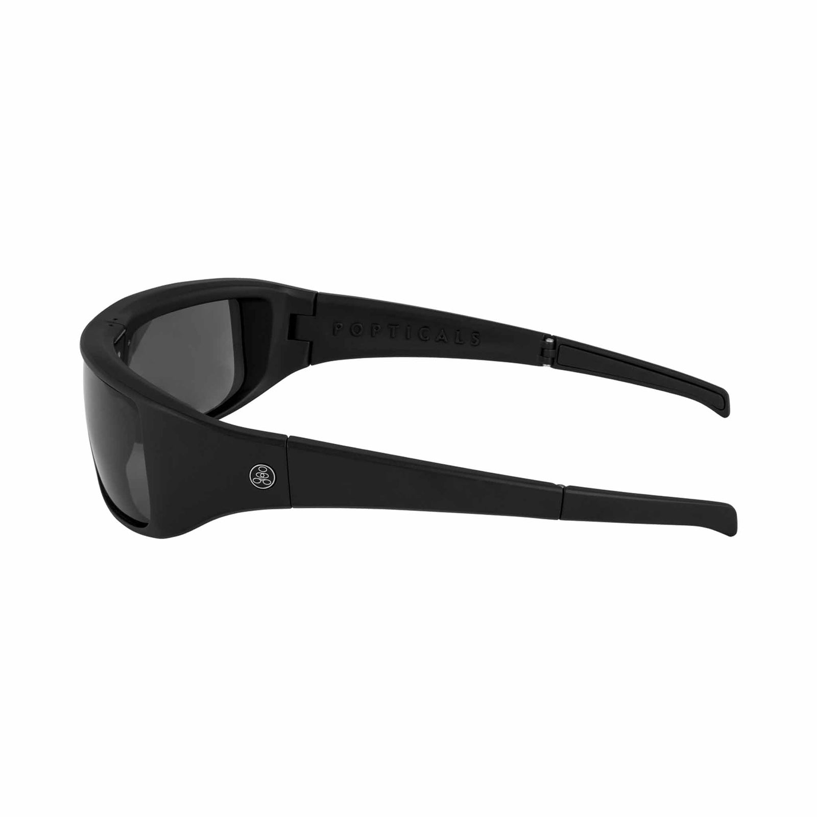 Popticals, Premium Compact Sunglasses, PopGear, 010050-BMGS, Standard Sunglasses, Matte Black Frames, Gray Lenses, Side View