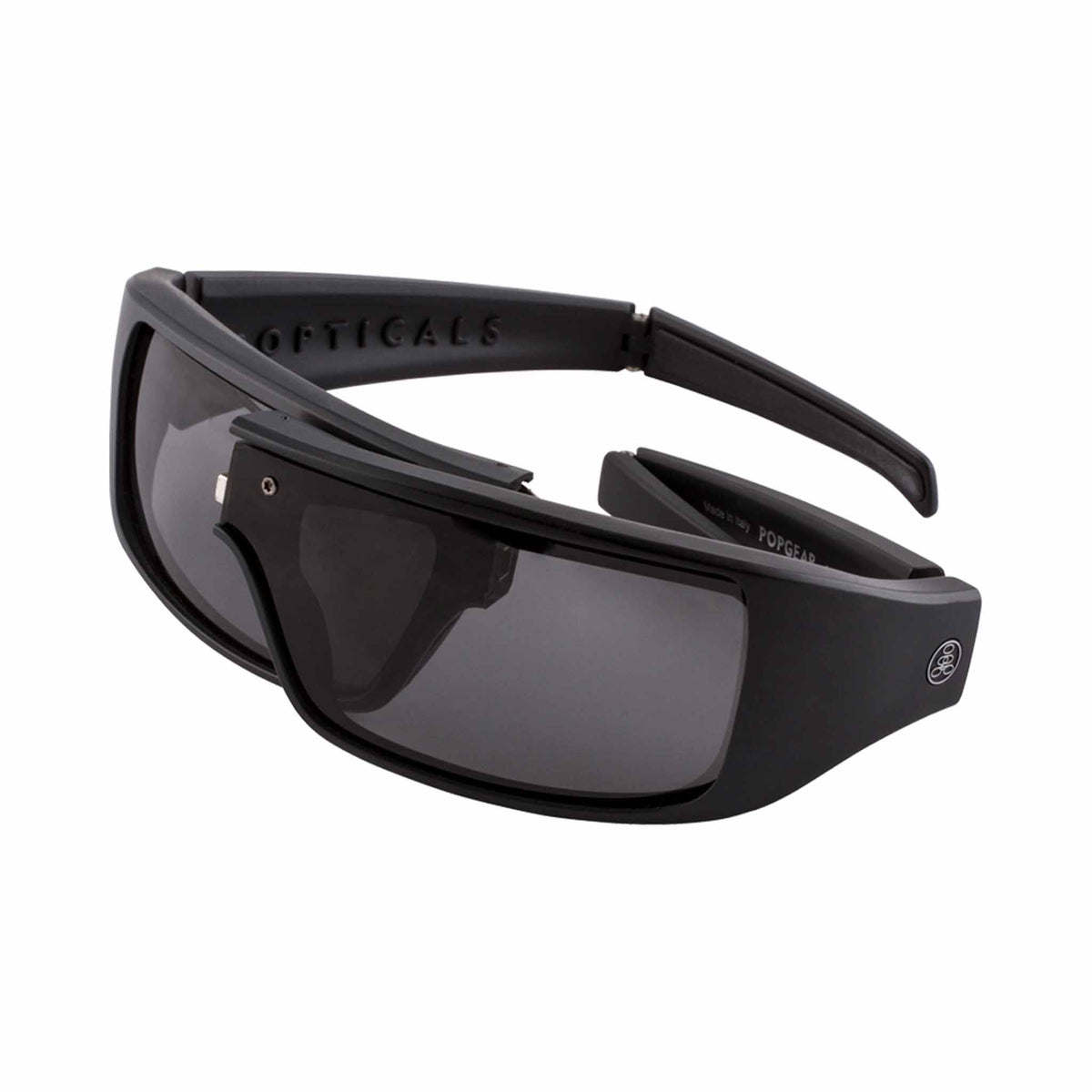 Popticals, Premium Compact Sunglasses, PopGear, 010050-BMGS, Standard Sunglasses, Matte Black Frames, Gray Lenses, Spider View