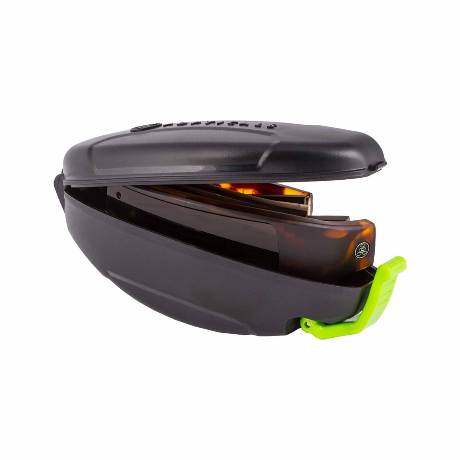 Popticals, Premium Compact Sunglasses, PopGear, 010050-BUNS, Standard Sunglasses, Matte Tortoise Crystal Frames, Brown Lenses, Case View