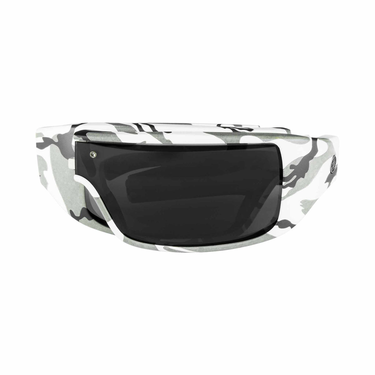 Popticals, Premium Compact Sunglasses, PopGear, 010050-CCGP, Polarized Sunglasses, Matte White Camo Frame, Gray Lenses, Compact View