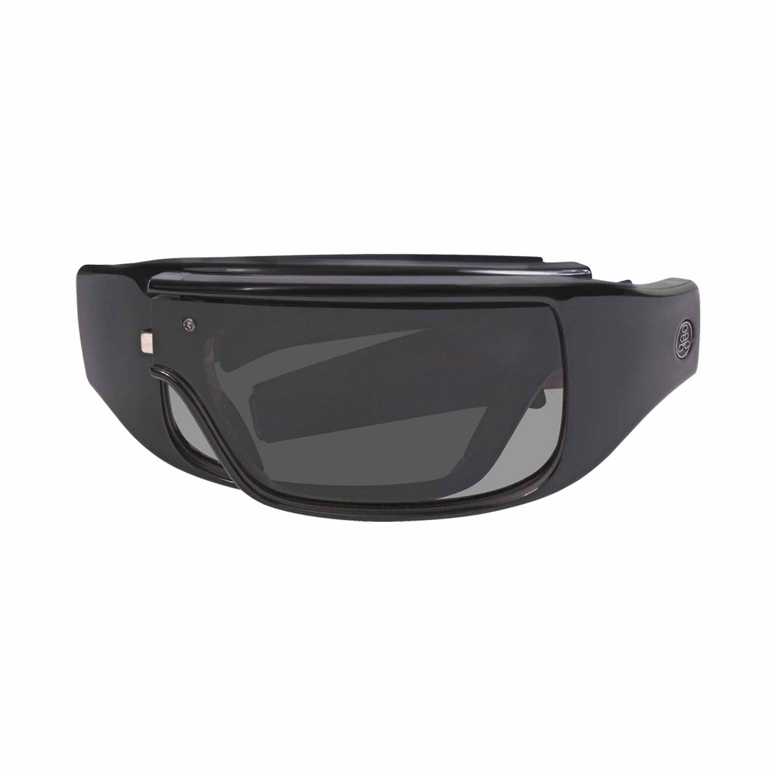 Popticals, Premium Compact Sunglasses, PopGear, 010051-BGGP, Polarized Sunglasses, Gloss Black Frame, Gray Lenses, Compact View