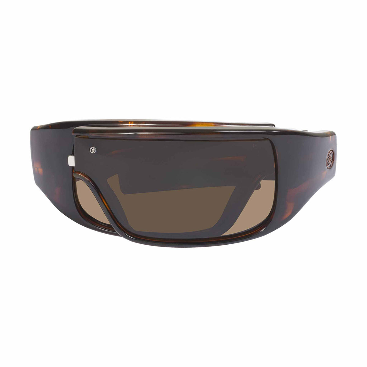Popticals, Premium Compact Sunglasses, PopGear, 010051-CTNP, Polarized Sunglasses, Gloss Tortoise Frame , Brown Lenses, Compact View