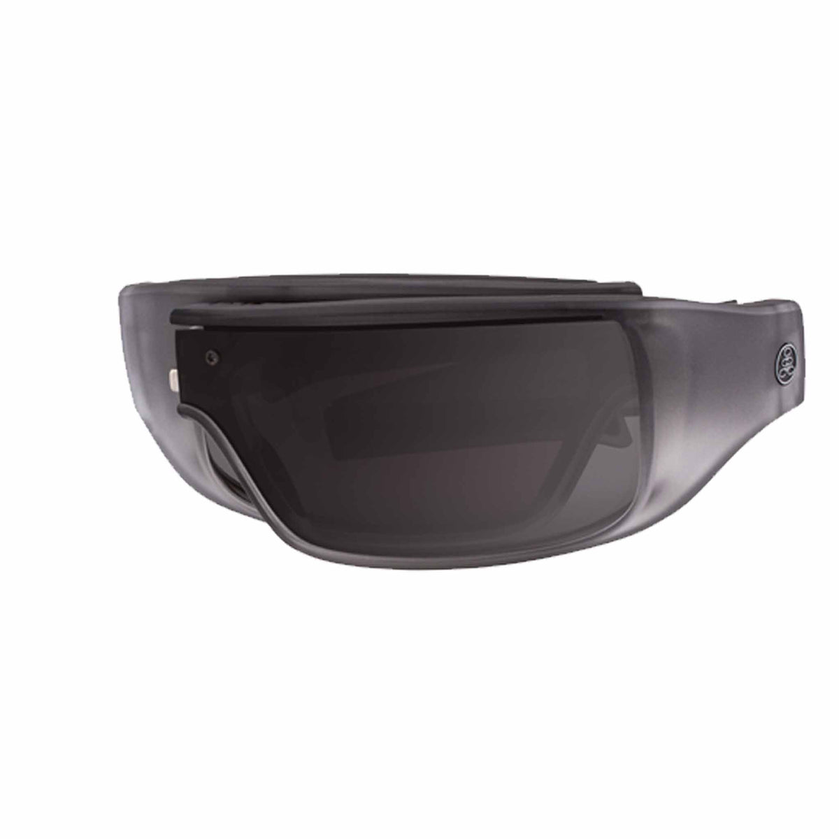 Popticals, Premium Compact Sunglasses, PopGear, 030050-SEGP, Polarized Sunglasses, Matte Smoke/Black Crystal Frame , Gray Lenses, Compact View