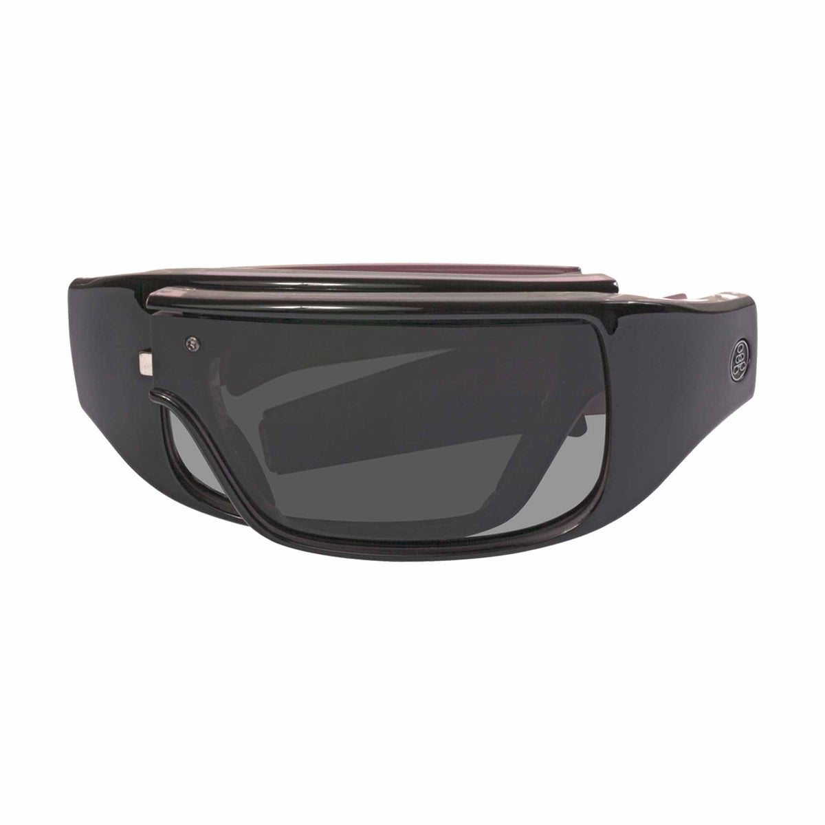 Popticals, Premium Compact Sunglasses, PopGear, 040051-KLGP, Polarized Sunglasses, Gloss Black over Pink Crystal Frame , Gray Lenses, Compact View