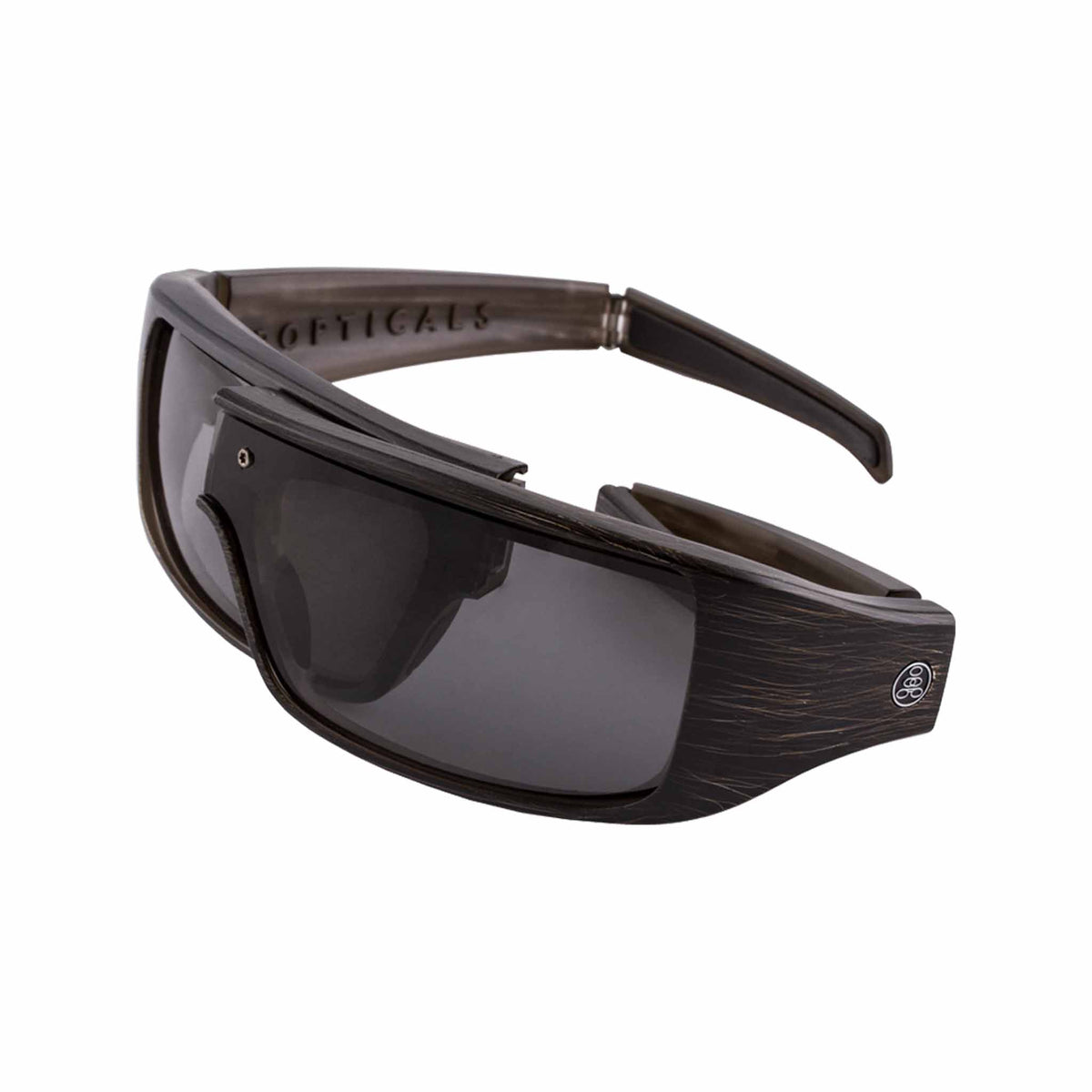 Popticals, Premium Compact Sunglasses, PopGear, 090050-ZUGP, Polarized Sunglasses, Matte Brush Black Frame , Gray Lenses, Spider View