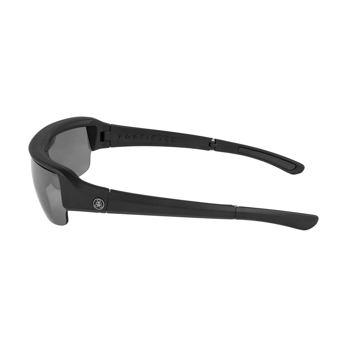 Popticals, Premium Compact Sunglasses, PopGun, 010010-BMGS, Standard Sunglasses, Matte Black Frame, Gray Lenses, Side View