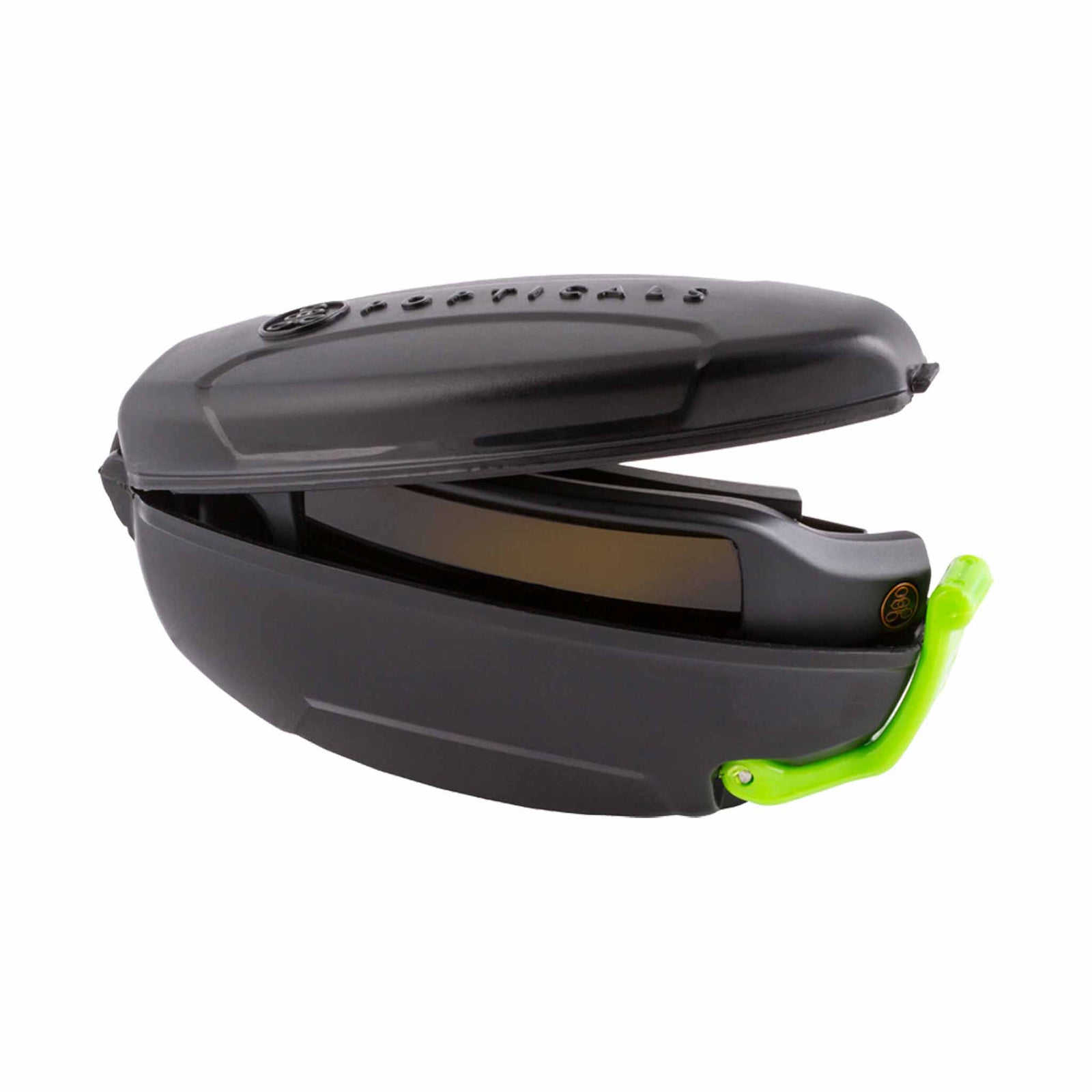 Popticals, Premium Compact Sunglasses, PopGun, 010010-NMNP, Polarized Sunglasses, Matte Black Frame, Brown Lenses, Case View