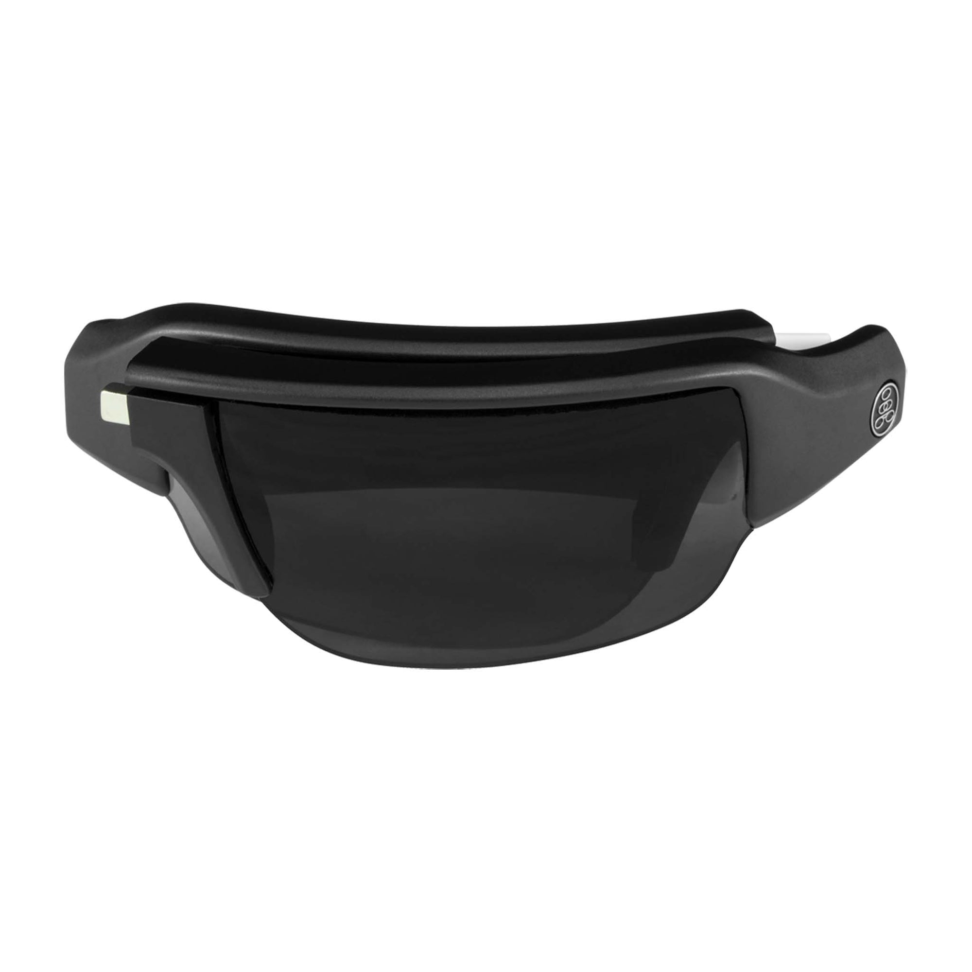 Popticals, Premium Compact Sunglasses, PopGun, 010010-WMGP, Polarized Sunglasses, Matte Black/White Frame, Gray Lenses, Compact View