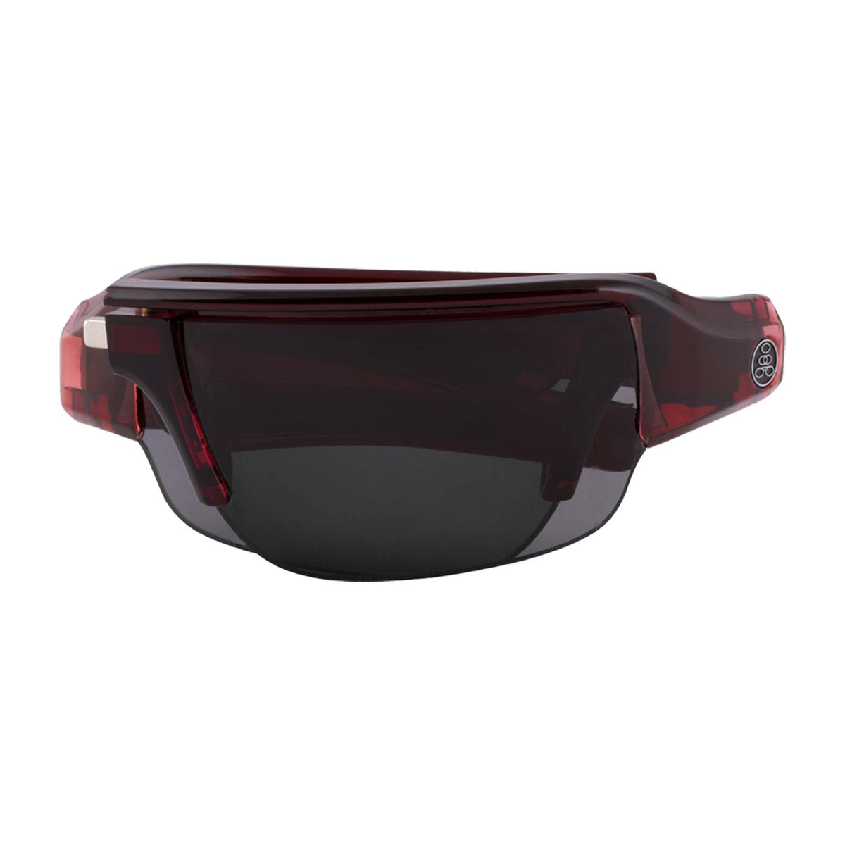 Popticals, Premium Compact Sunglasses, PopGun, 020010-WXGP, Polarized Sunglasses, Gloss Wine Crystal Frame, Gray Lenses, Compact View