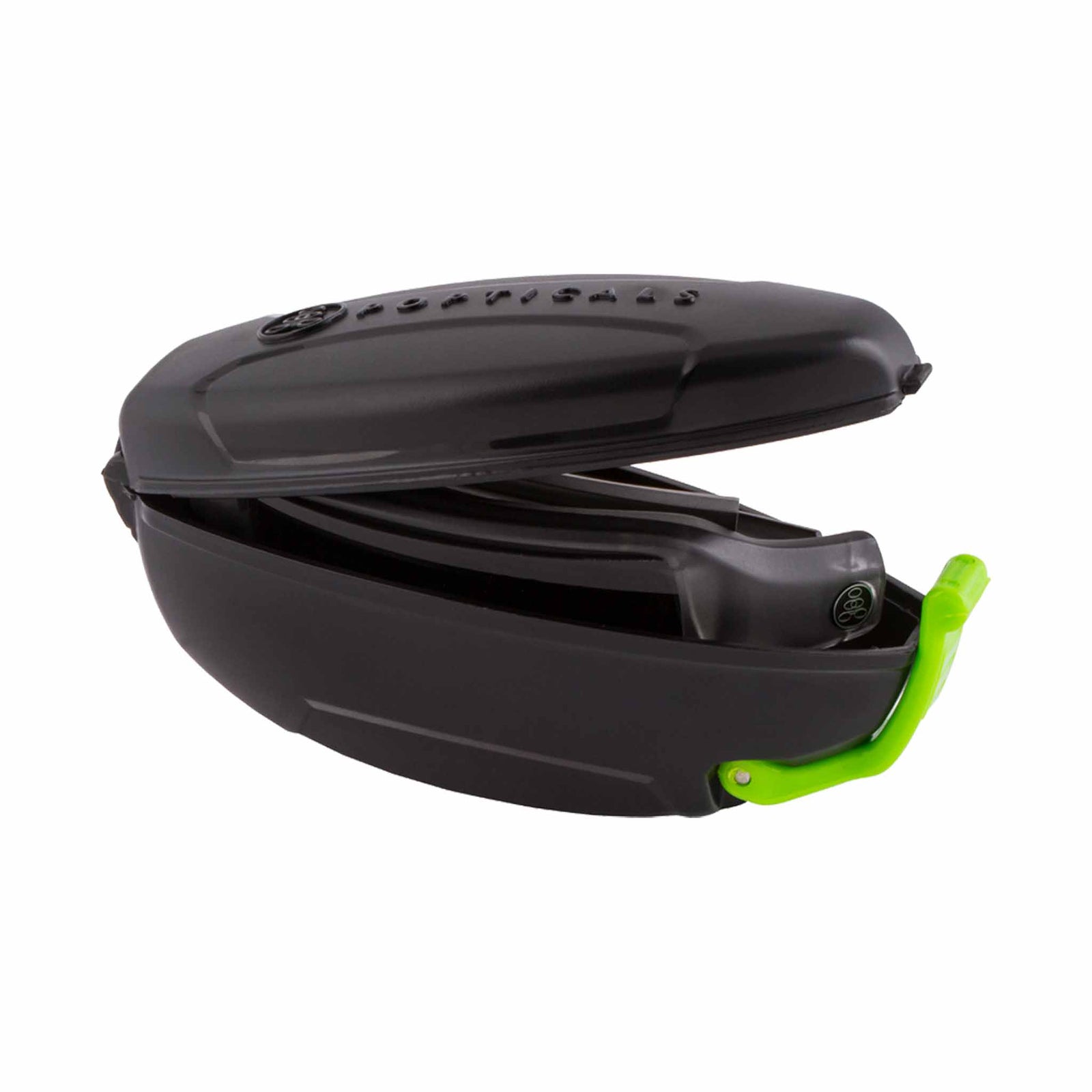 Popticals, Premium Compact Sunglasses, PopGun, 030010-SEGP, Polarized Sunglasses, Matte Smoke/Clear Crystal Frame, Gray Lenses, Case View