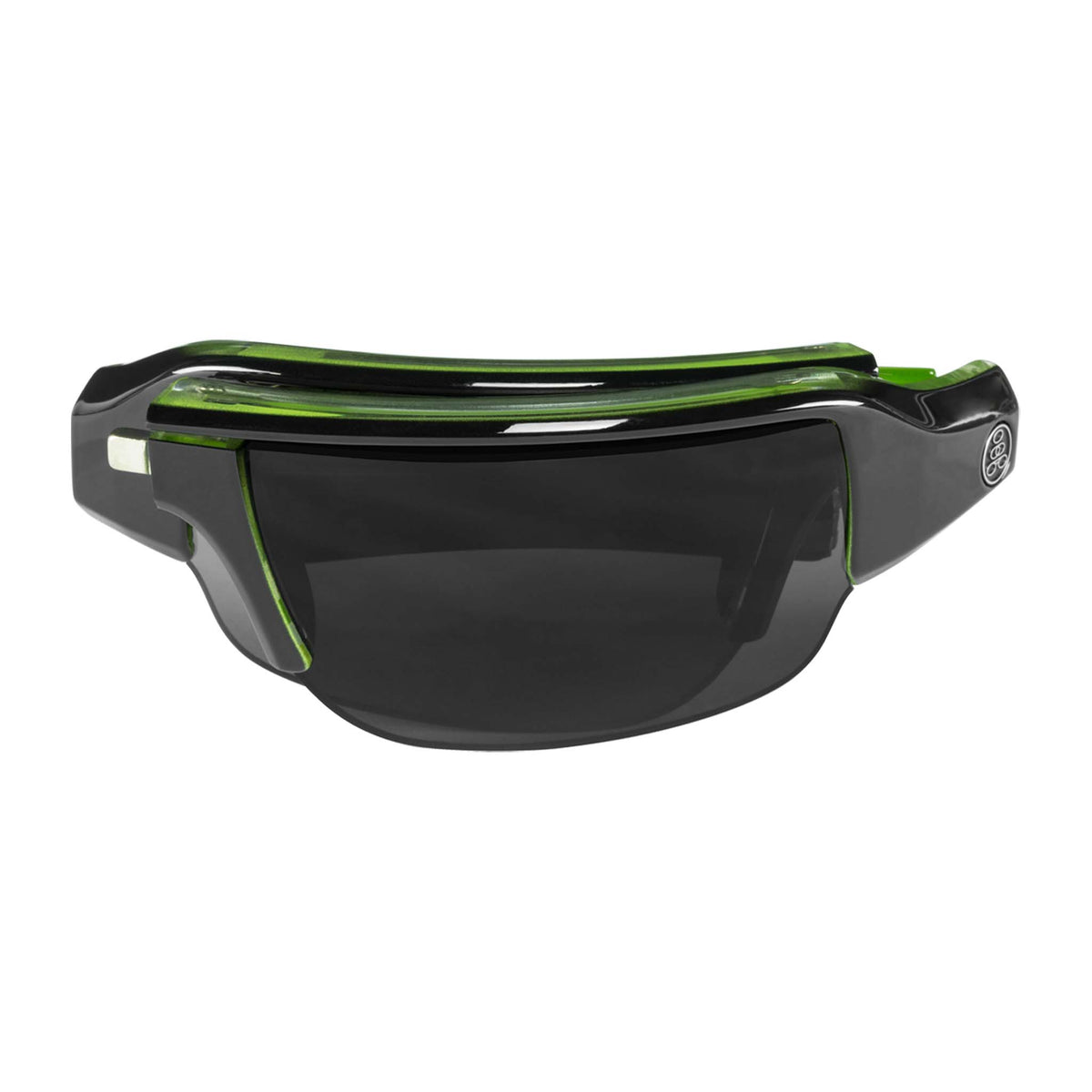 Popticals, Premium Compact Sunglasses, PopGun, 040010-GLGP, Polarized Sunglasses, Gloss Black over Green Crystal Frame, Gray Lenses, Compact View