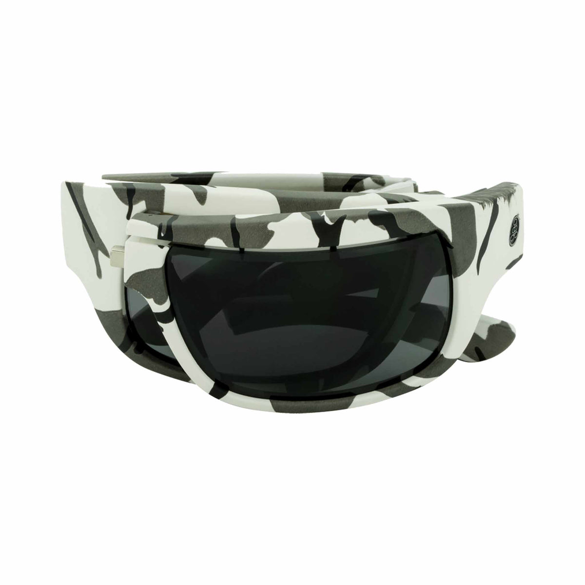Popticals, Premium Compact Sunglasses, PopH2O, 010070-CCGP, Polarized Sunglasses, Matte White Camo Frame, Gray Lenses, Compact View