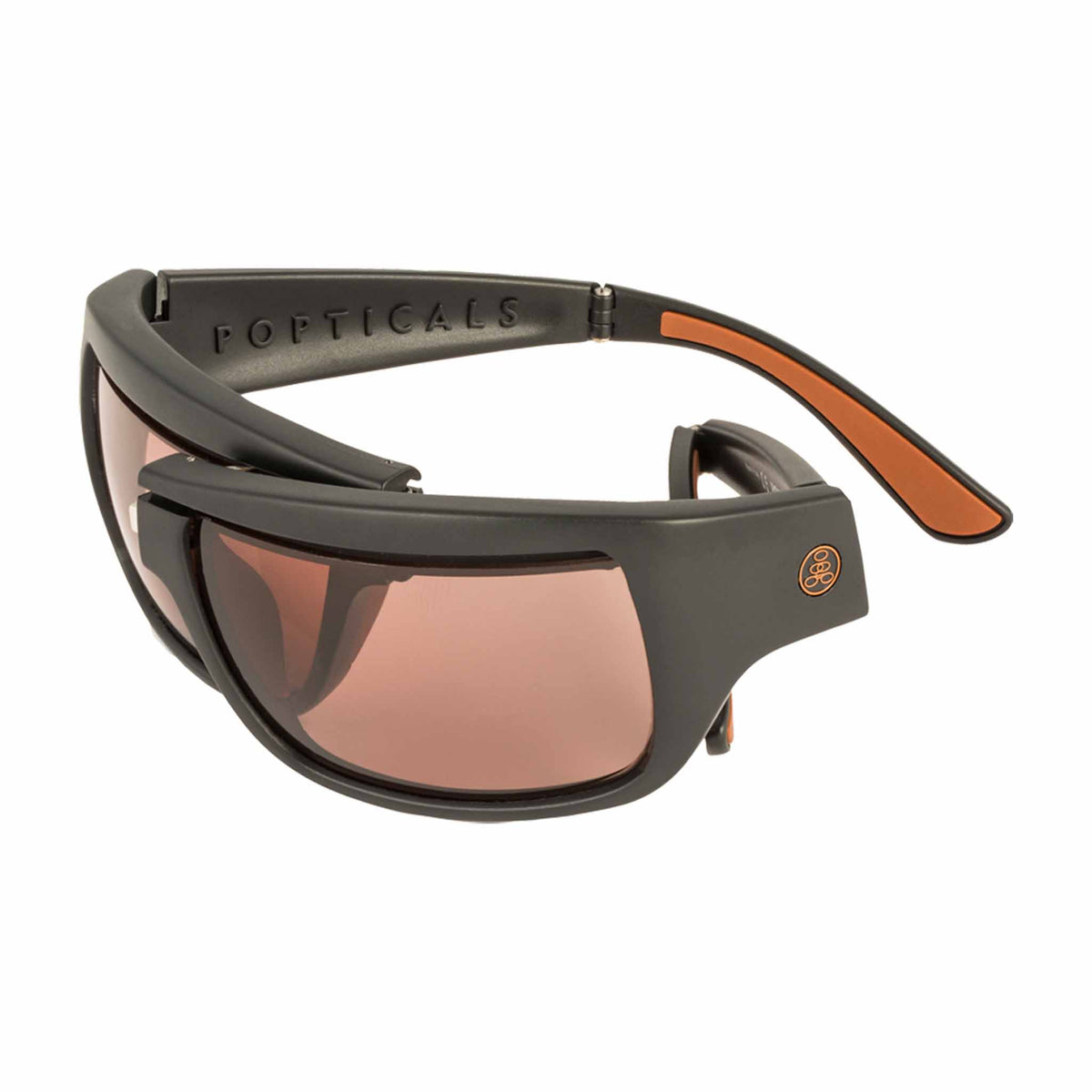 Popticals, Premium Compact Sunglasses, PopH2O, 010070-BMCP, Polarized Sunglasses, Matte Black Frame, Copper Lenses, Spider View