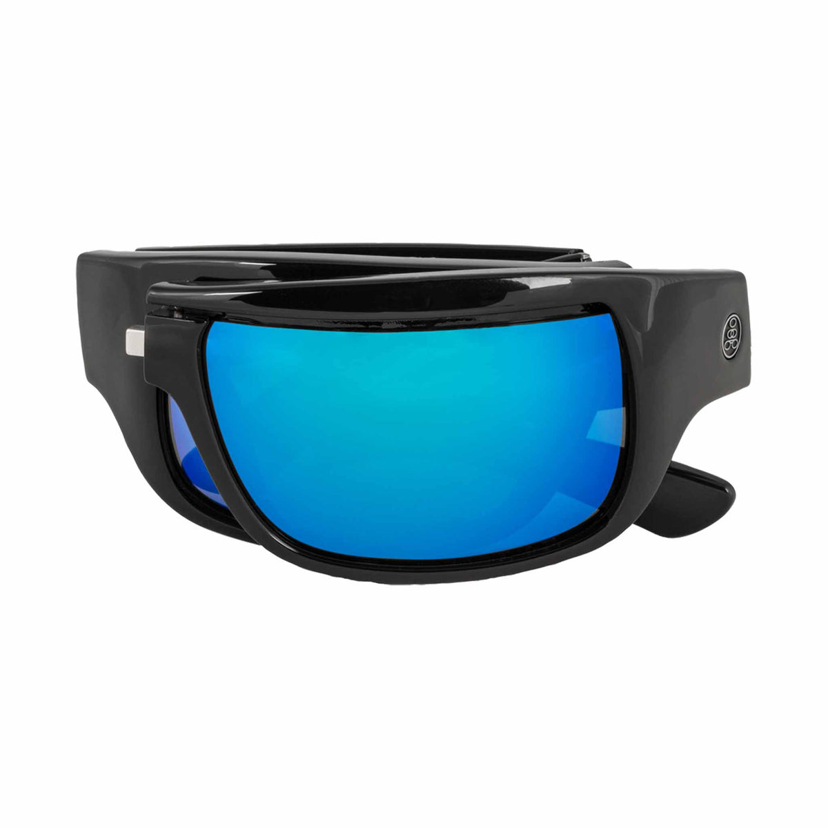 Popticals, Premium Compact Sunglasses, PopH2O, 010070-BGUN, Polarized Sunglasses, Gloss Black Frame, Gray Lenses w/Blue Mirror Finish, Compact View