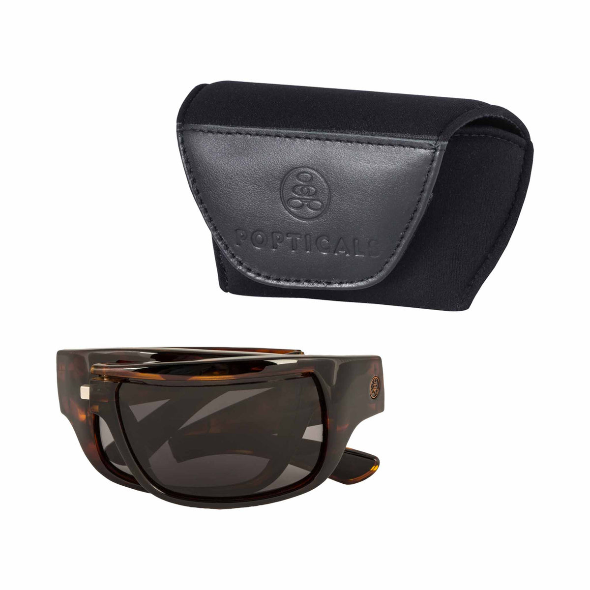 Popticals, Premium Compact Sunglasses, PopH2O, 010070-CTGP, Polarized Sunglasses, Gloss Tortoise Frame, Gray Lenses, Case View