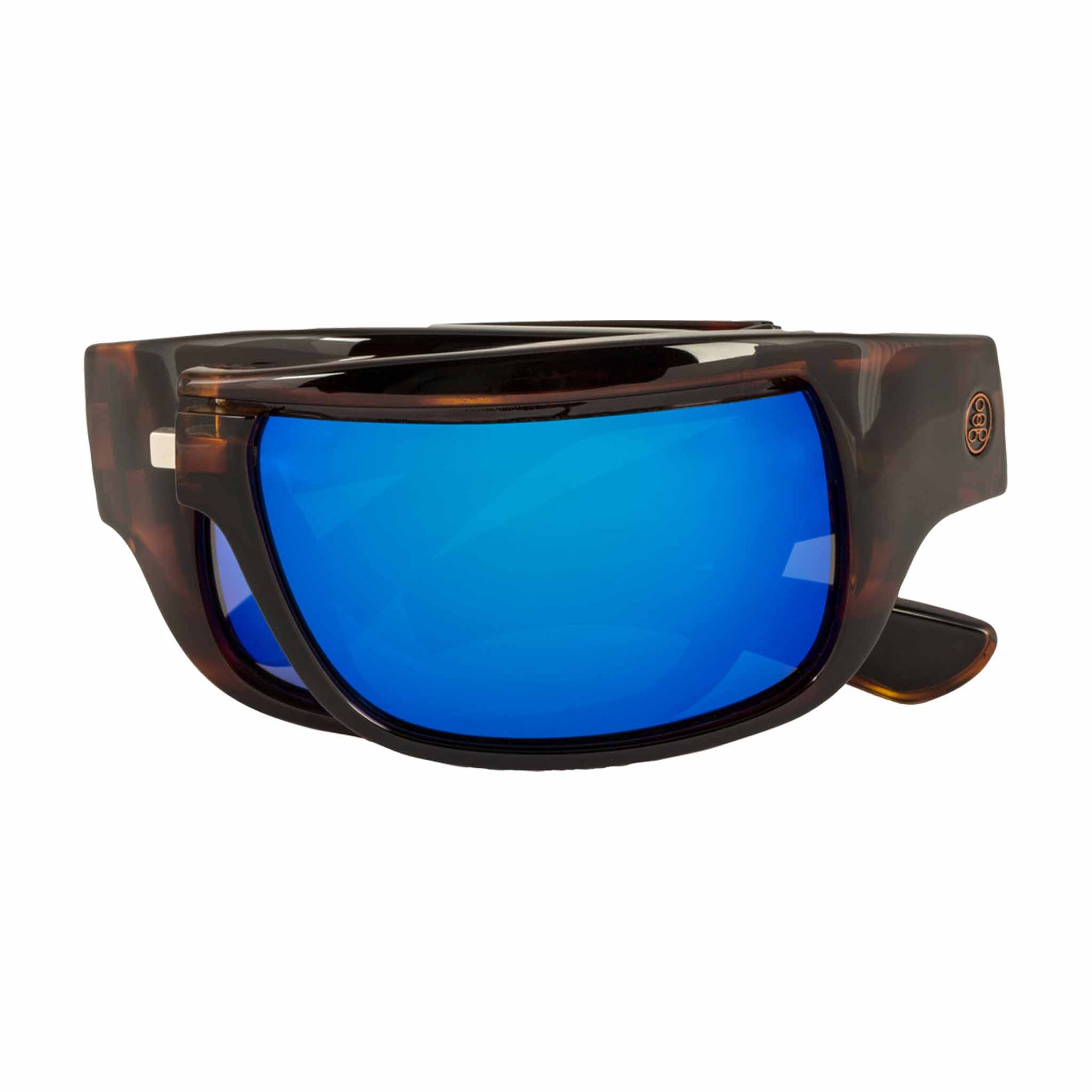Popticals, Premium Compact Sunglasses, PopH2O, 010070-CTUN, Polarized Sunglasses, Gloss Tortoise Frame, Gray Lenses w/Blue Mirror Finish, Compact View