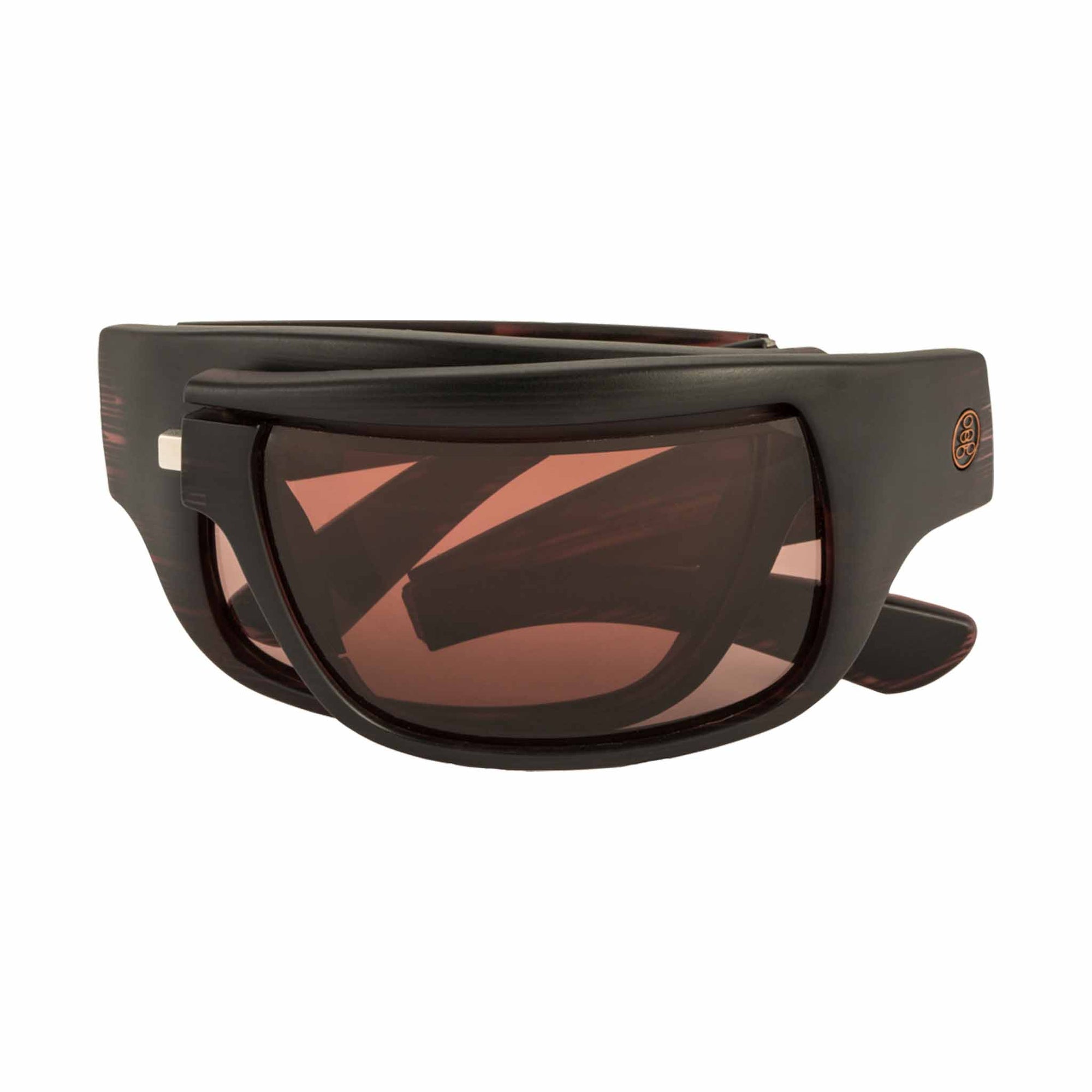 Popticals, Premium Compact Sunglasses, PopH2O, 010070-DUCP, Polarized Sunglasses, Matte Driftwood Frame, Copper Lenses, Compact View