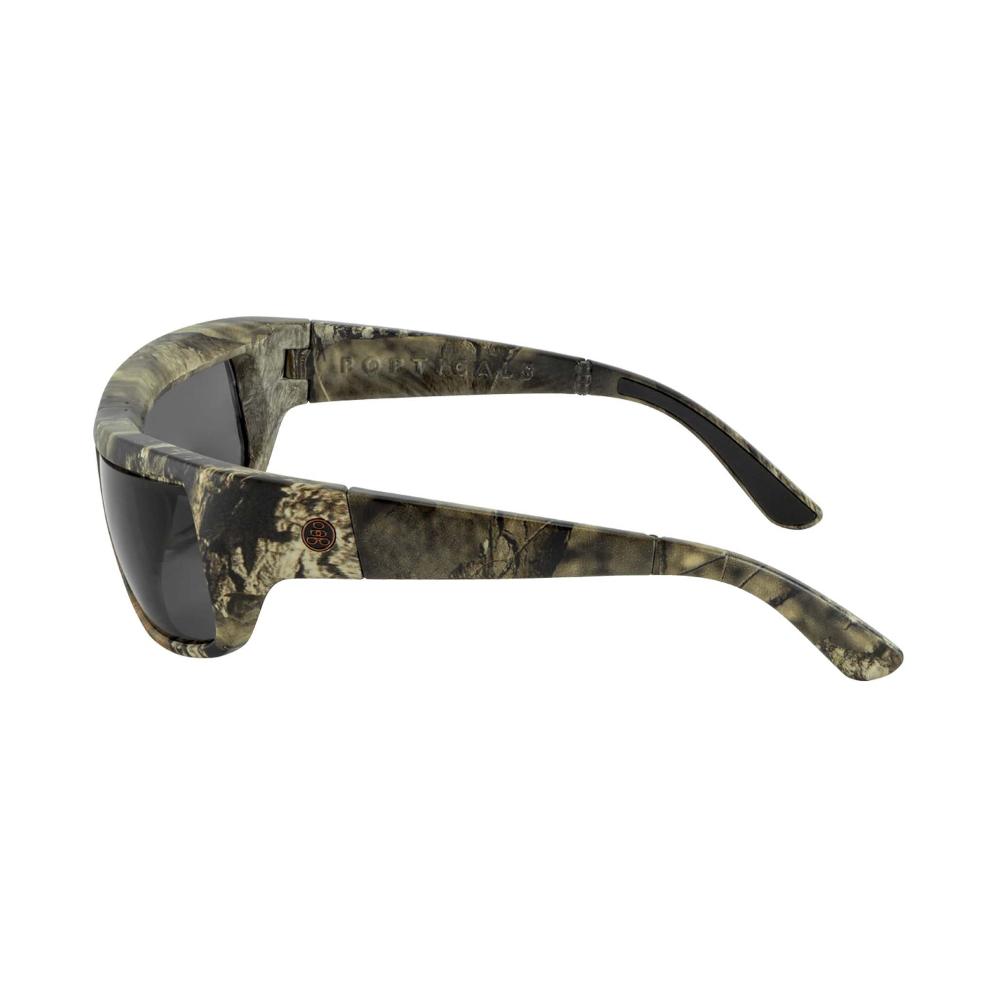 Popticals, Premium Compact Sunglasses, PopH2O, 010070-MCGP, Polarized Sunglasses, Matte Mossy Oak Break-Up Frame, Gray Lenses, Side View