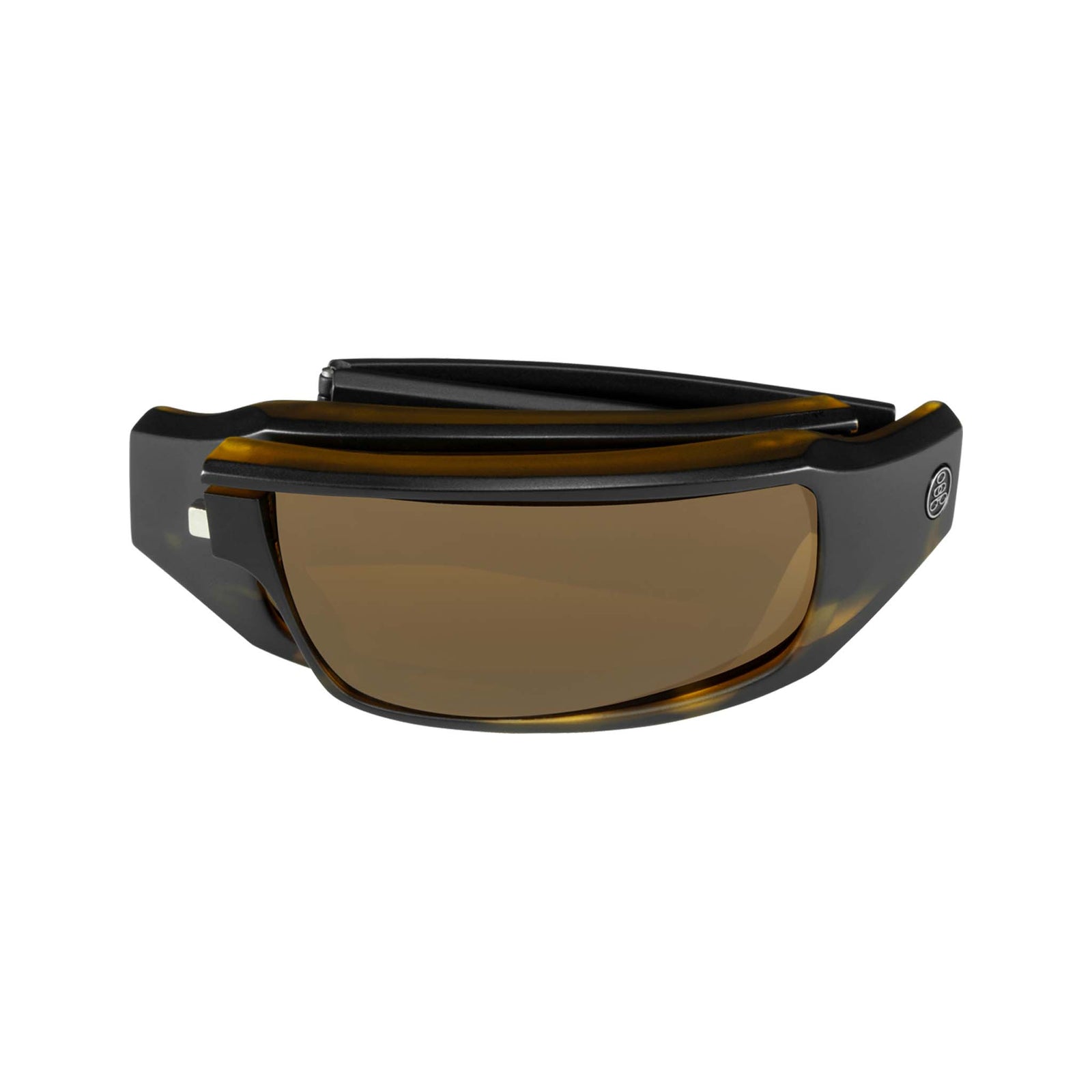 Popticals, Premium Compact Sunglasses, PopSign, 010020-AUNP, Polarized Sunglasses, Matte Black/Tortoise Frame, Brown Lenses, Compact View
