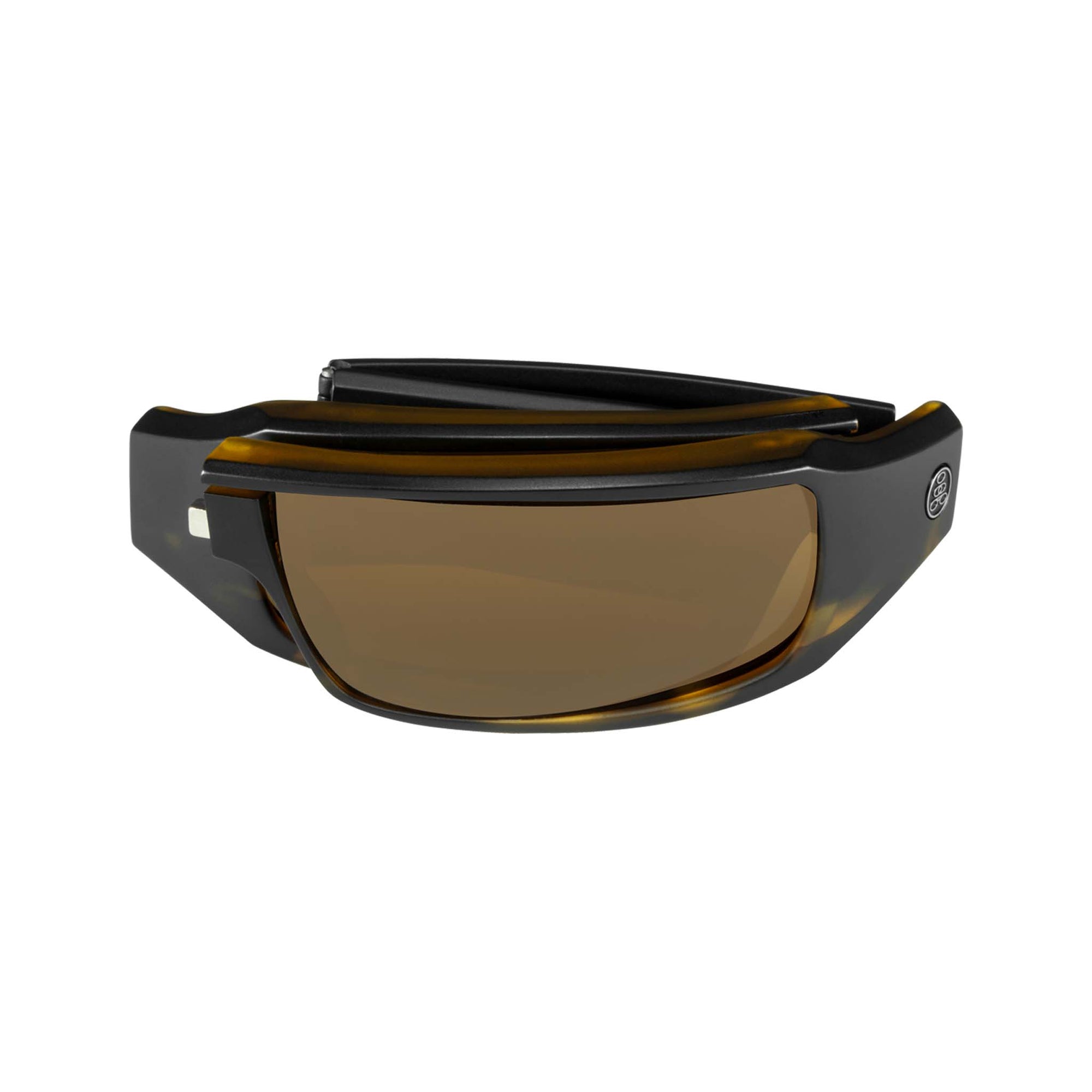 Popticals, Premium Compact Sunglasses, PopSign, 010020-AUNP, Polarized Sunglasses, Matte Black/Tortoise Frame, Brown Lenses, Compact View
