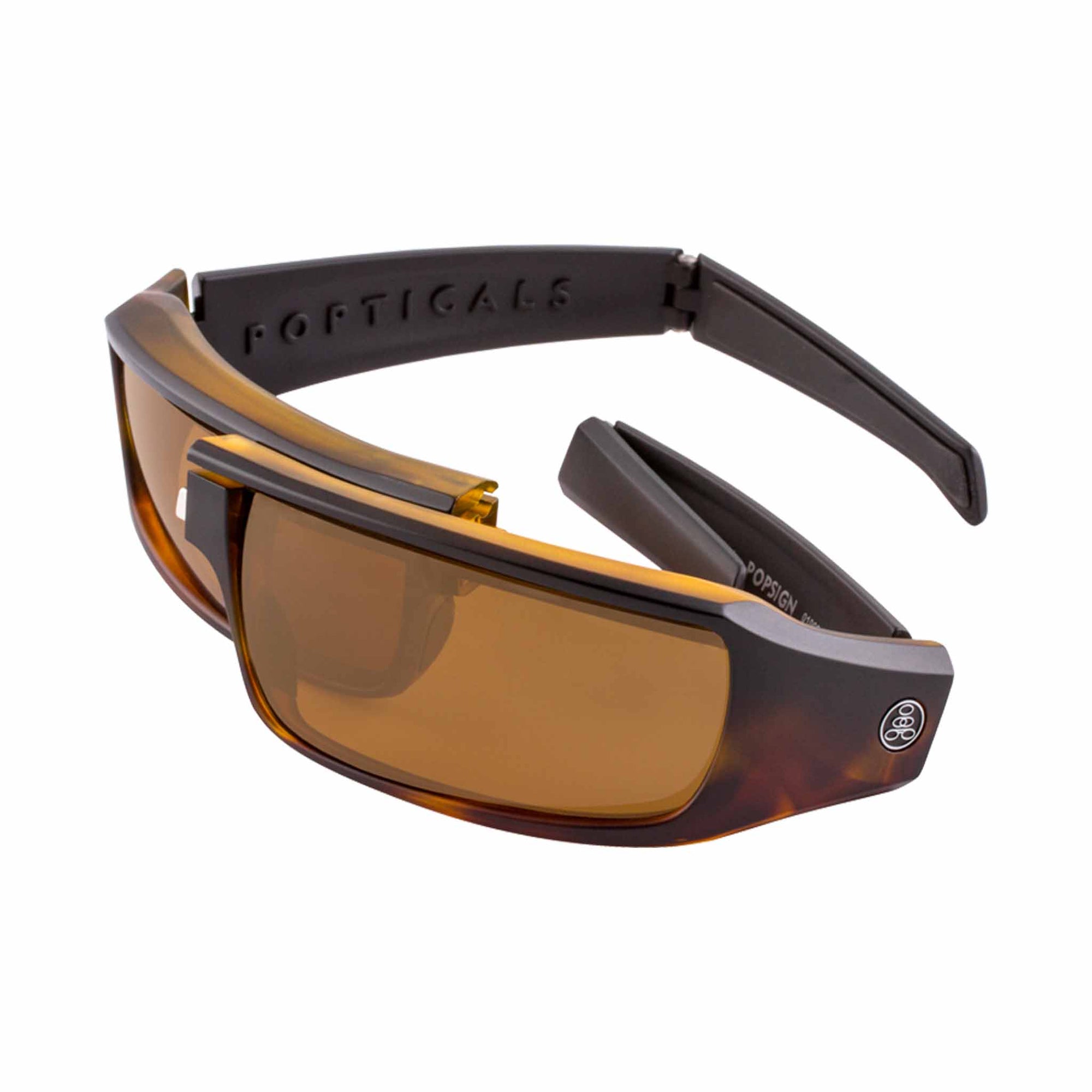 Popticals, Premium Compact Sunglasses, PopSign, 010020-AUNP, Polarized Sunglasses, Matte Black/Tortoise Frame, Brown Lenses, Glam View
