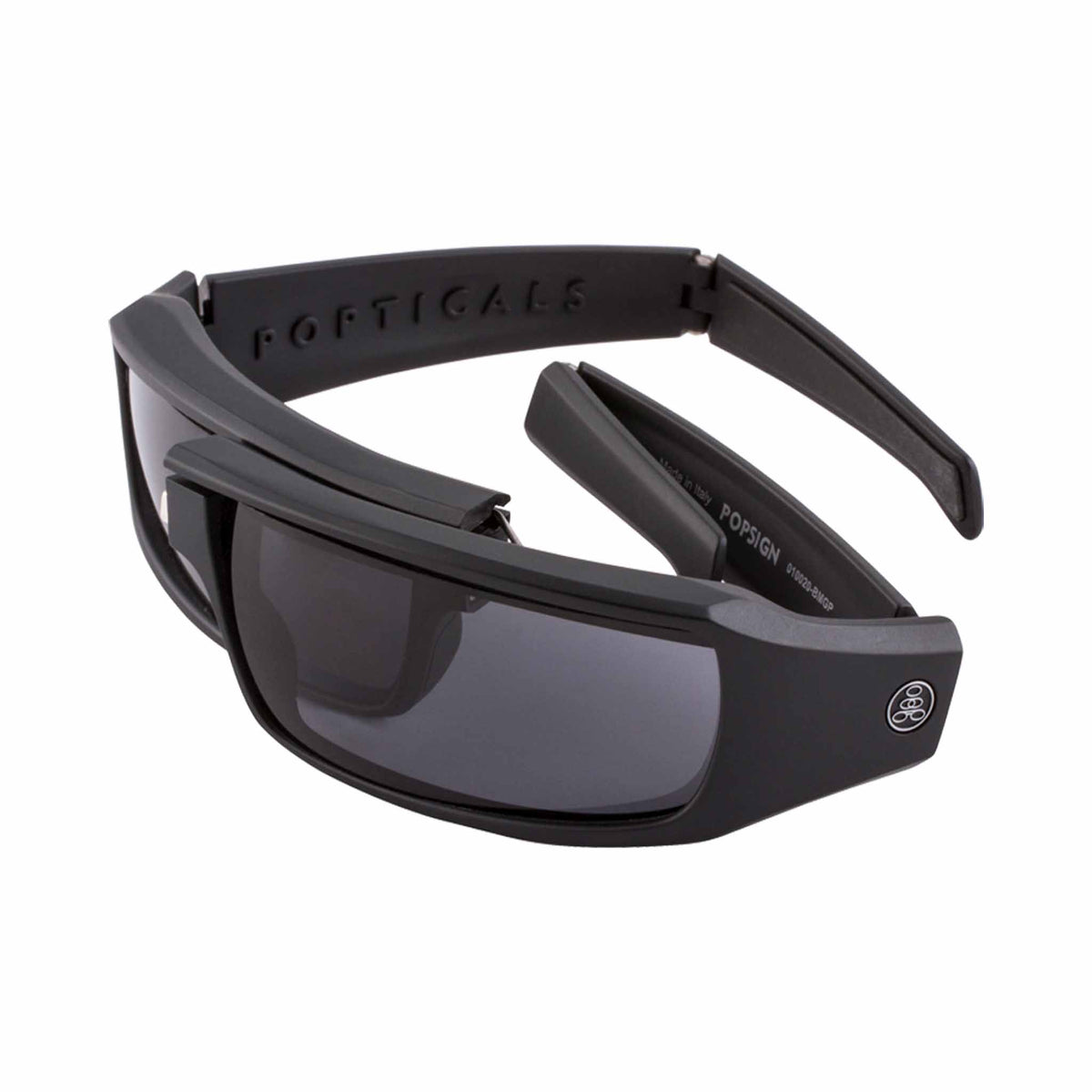 Popticals, Premium Compact Sunglasses, PopSign, 010020-BMGP, Polarized Sunglasses, Matte Black Frame, Gray Lenses, Spider View
