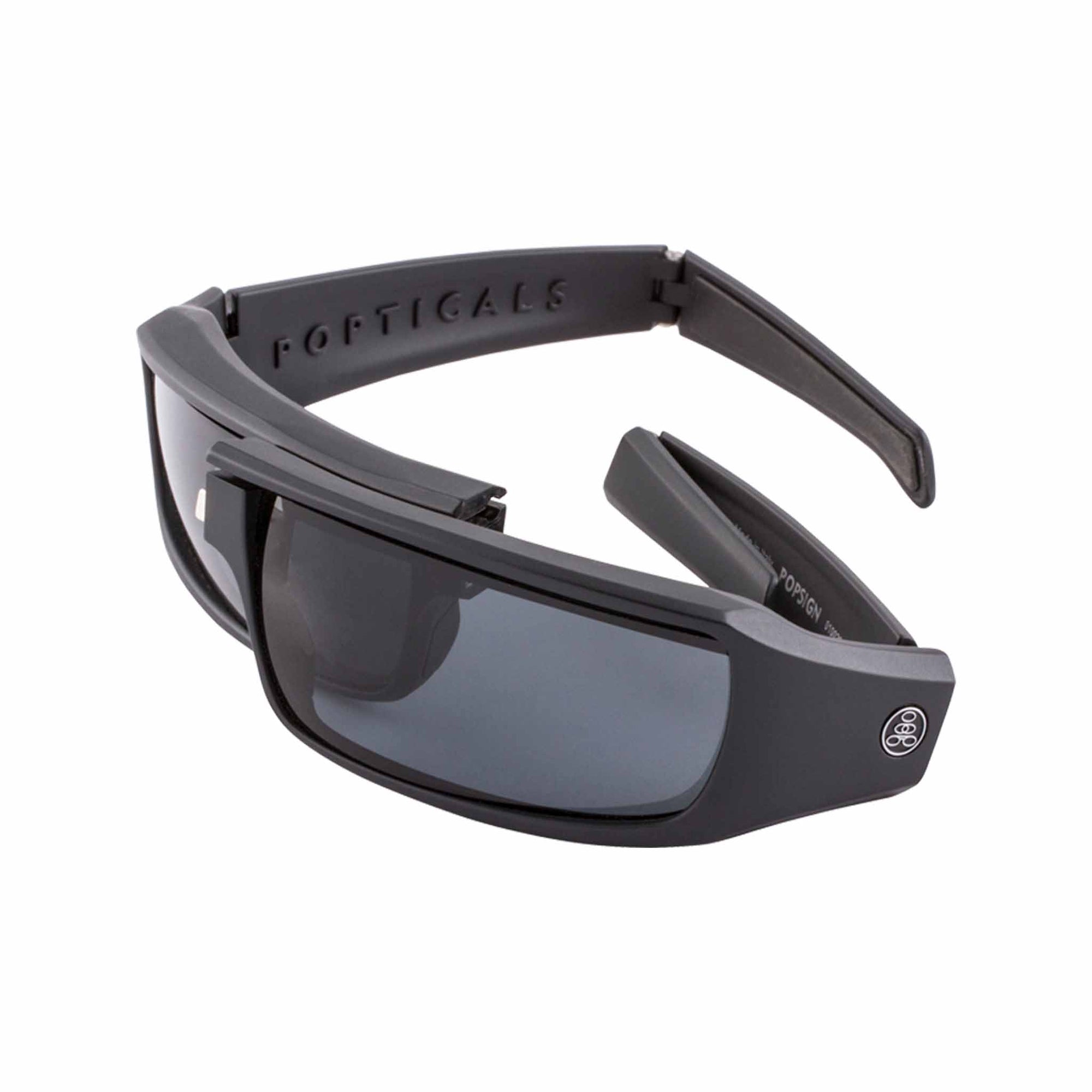 Popticals, Premium Compact Sunglasses, PopSign, 010020-BMGS, Standard Sunglasses, Matte Black Frame, Gray Lenses, Glam View