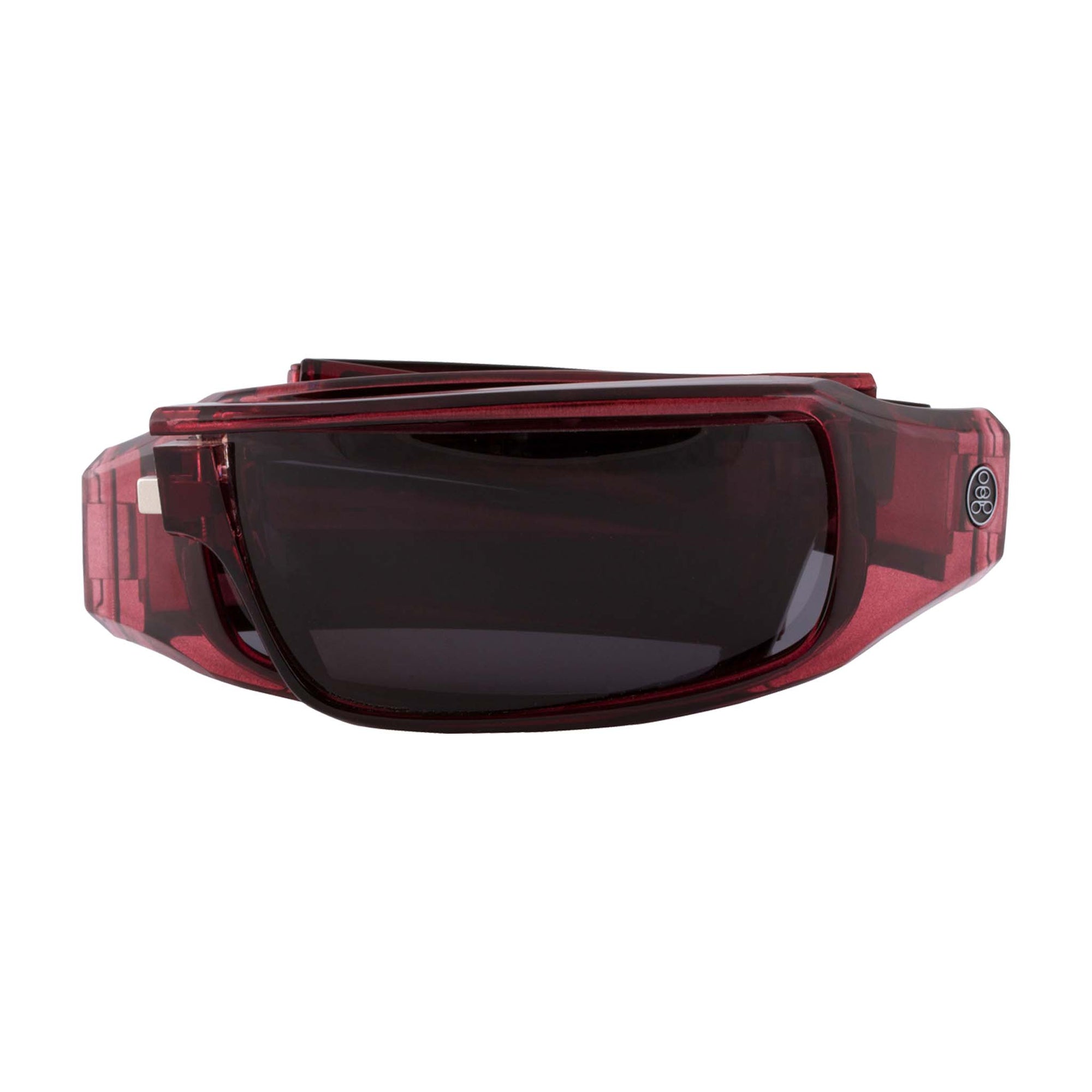 Popticals, Premium Compact Sunglasses, PopSign, 020020-WXGP, Polarized Sunglasses, Gloss Wine Crystal Frame, Gray Lenses, Compact View