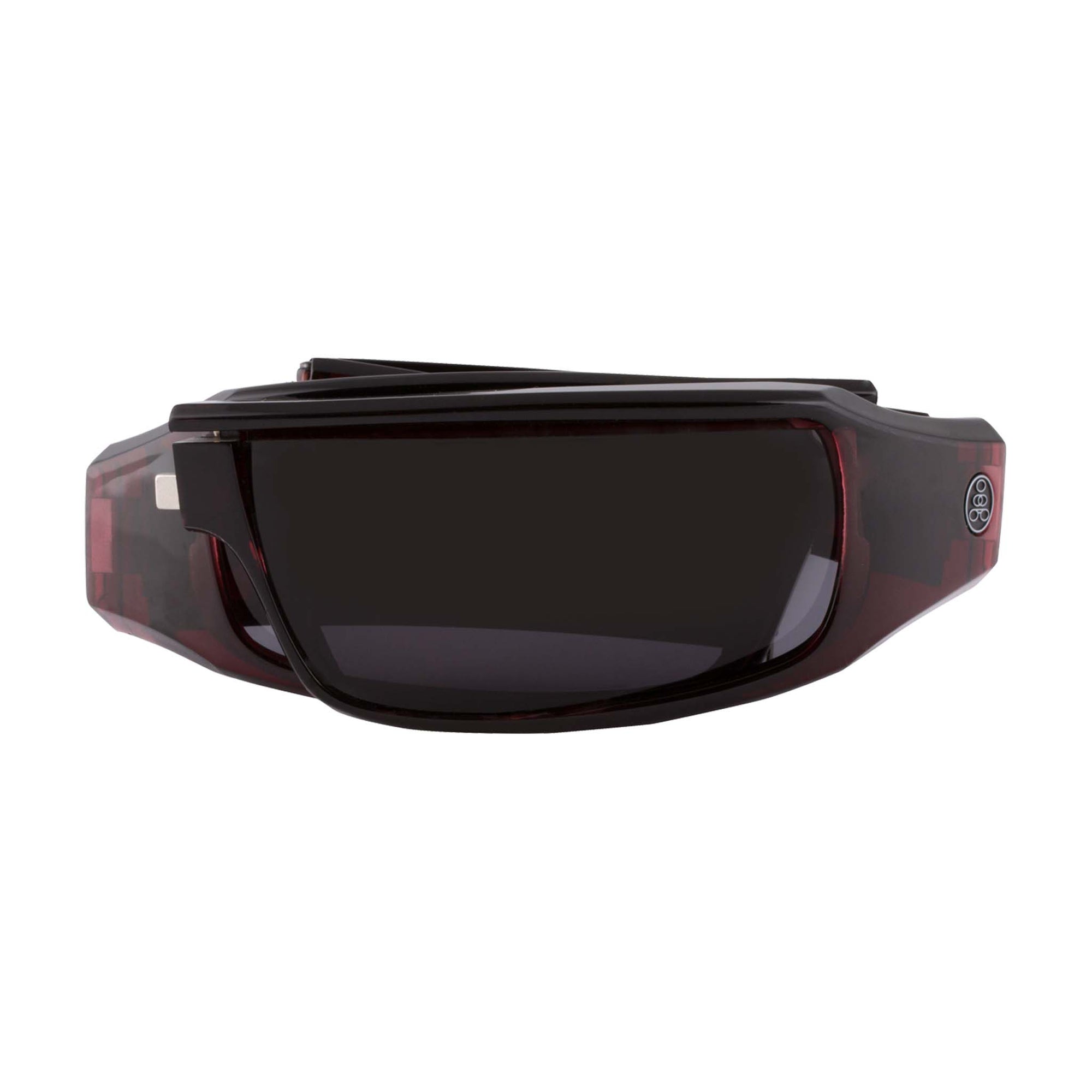 Popticals, Premium Compact Sunglasses, PopSign, 030020-LFGP, Polarized Sunglasses, Gloss Wine/Black Crystal Frame, Gray Lenses, Compact View