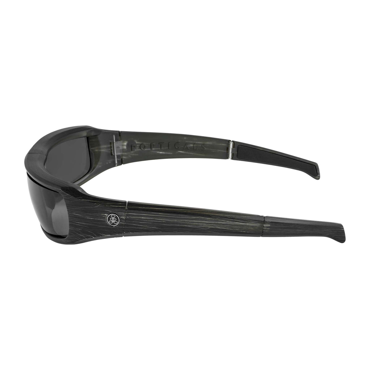 Popticals, Premium Compact Sunglasses, PopSign, 090020-ZUGP, Polarized Sunglasses, Matte Brush Black Frame, Gray Lenses, Side View