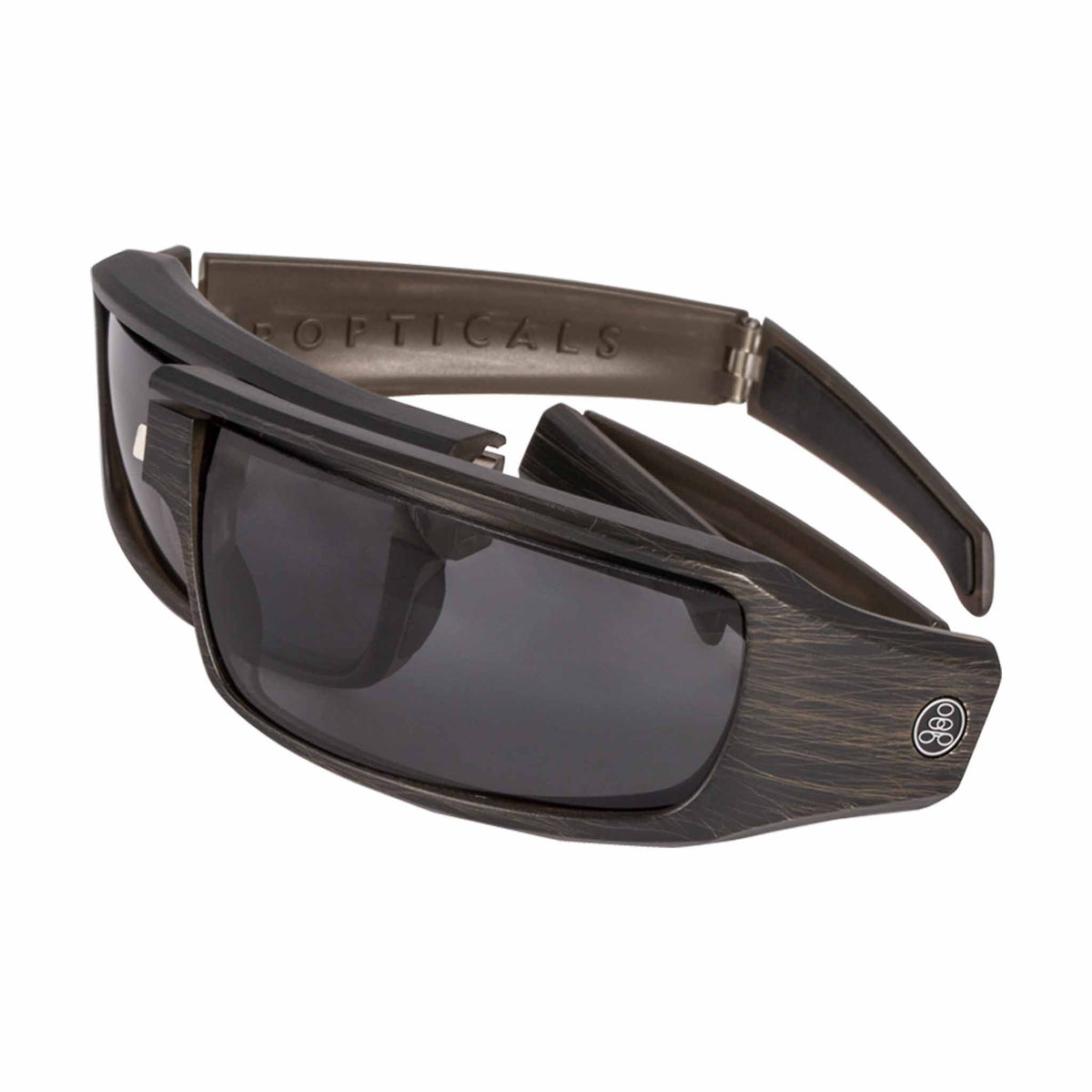 Popticals, Premium Compact Sunglasses, PopSign, 090020-ZUGP, Polarized Sunglasses, Matte Brush Black Frame, Gray Lenses, Spider View