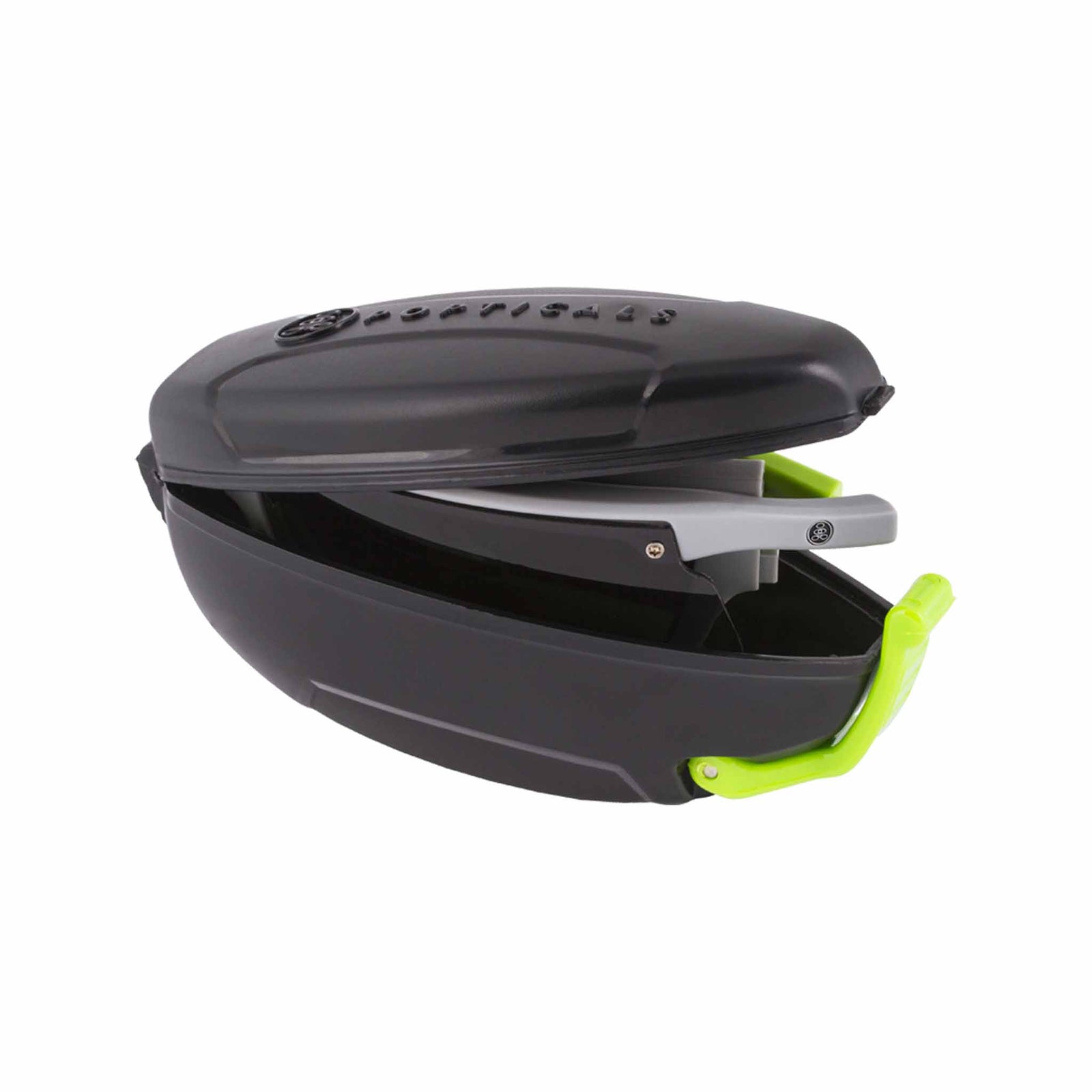 Popticals, Premium Compact Sunglasses, PopStar, 010040-EMGP, Polarized Sunglasses, Matte Gray/Green Frame, Gray Lenses, Case View