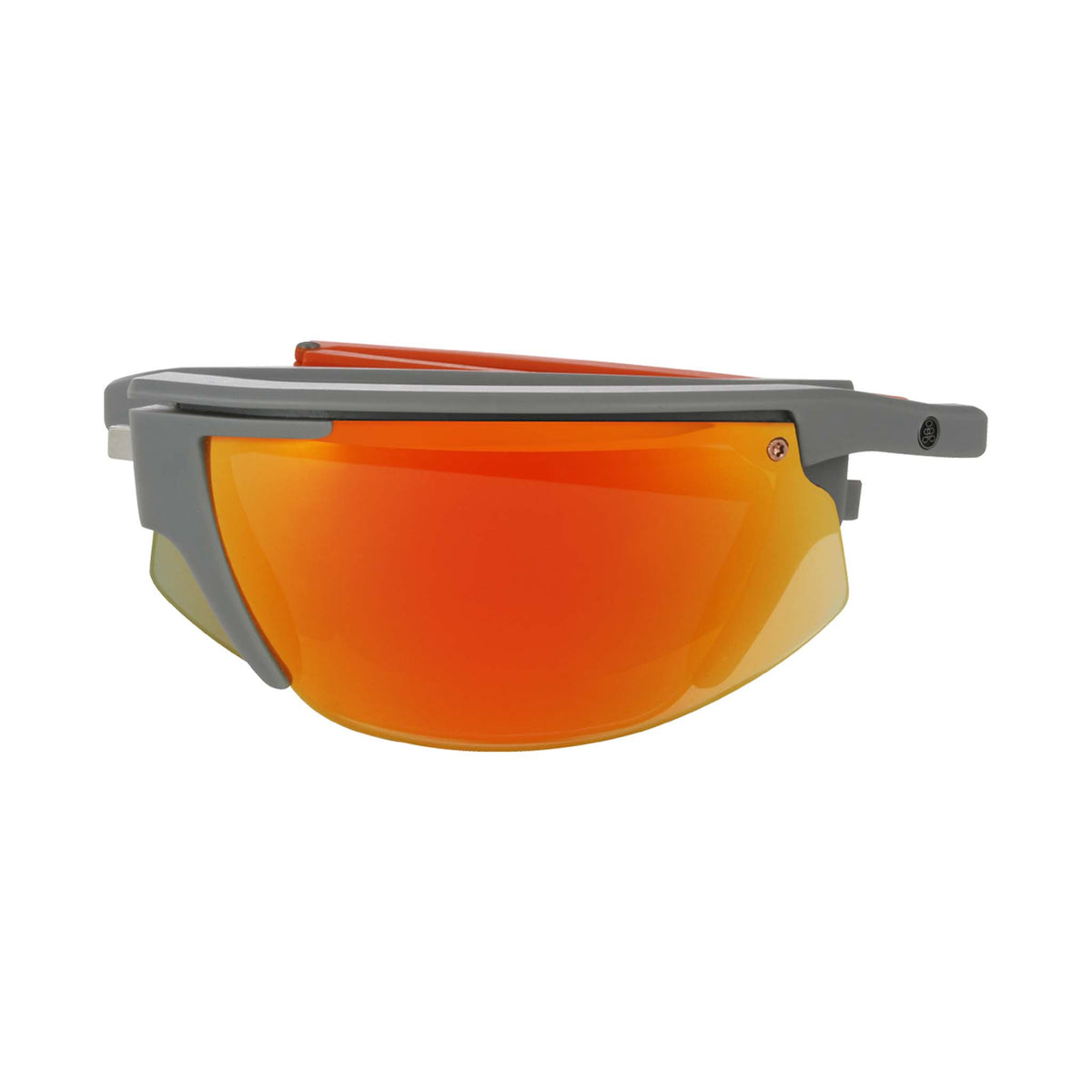 Popticals, Premium Compact Sunglasses, PopStar, 010040-OMGP, Polarized Sunglasses, Matte Gray/Orange Frame, Gray Lenses w/Orange Mirror Finish, Compact View