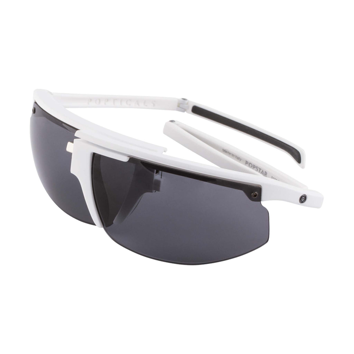 Popticals, Premium Compact Sunglasses, PopStar, 010040-WMGP, Polarized Sunglasses, Matte White Frame, Gray Lenses, Spider View
