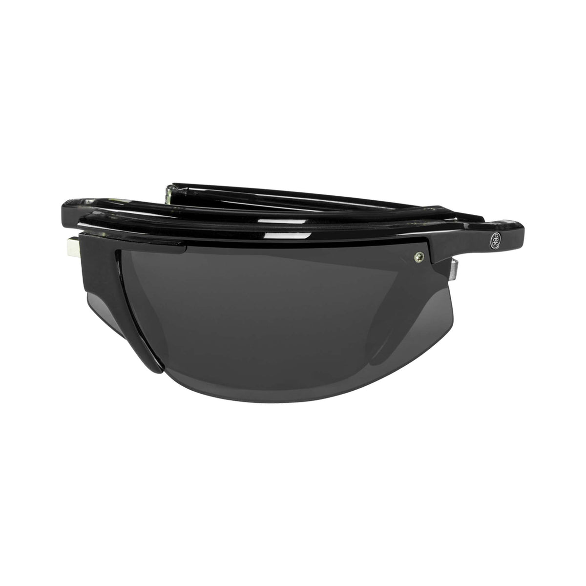 Popticals, Premium Compact Sunglasses, PopStar, 040040-BLGP, Polarized Sunglasses, Gloss Black Crystal Frame, Gray Lenses, Compact View