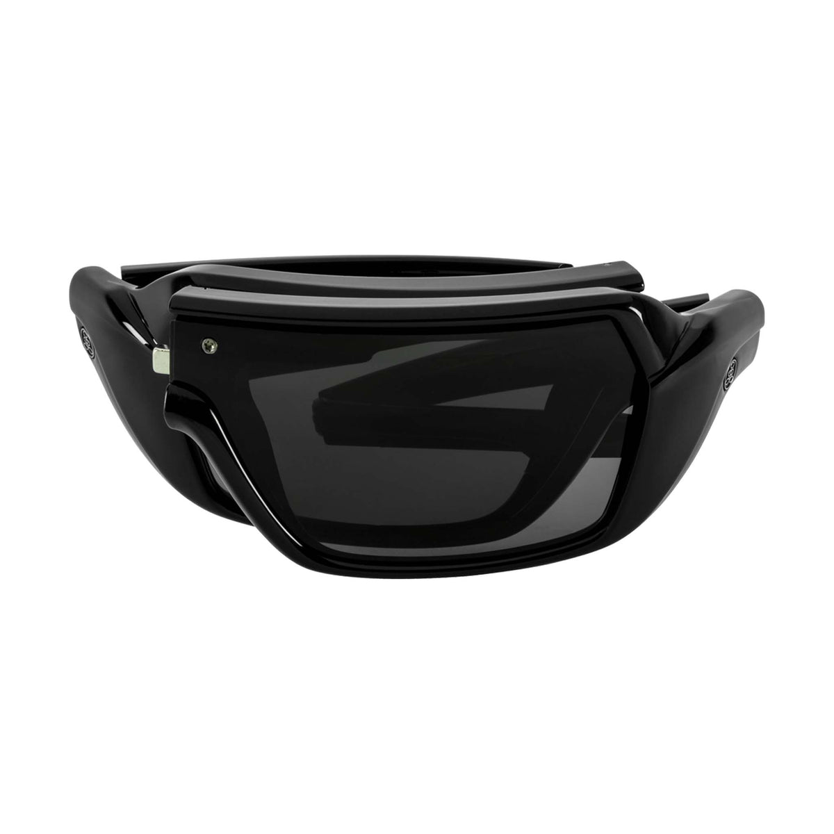 Popticals, Premium Compact Sunglasses, PopStorm, 010060-BGGP, Polarized Sunglasses, Gloss Black Frame, Gray Lenses, Compact View
