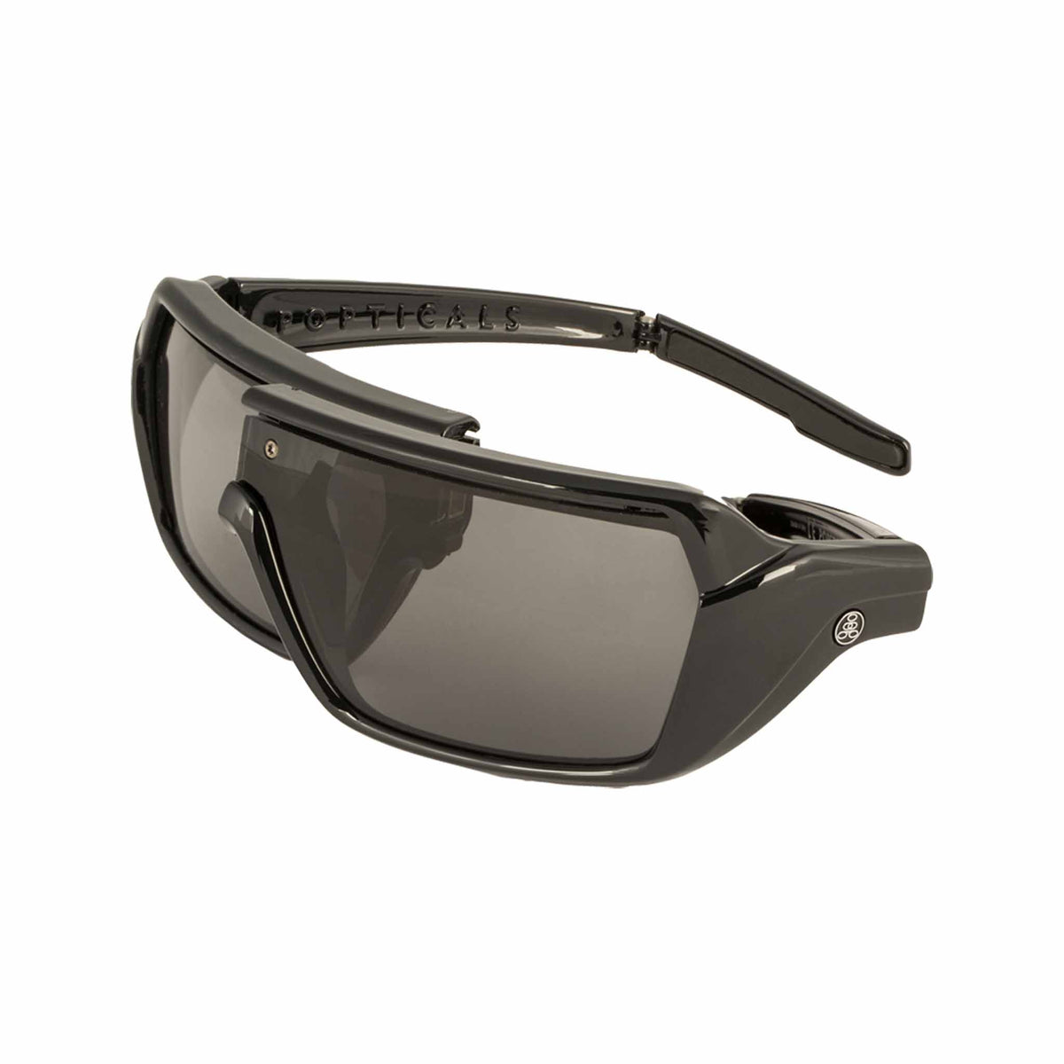Popticals, Premium Compact Sunglasses, PopStorm, 010060-BGGP, Polarized Sunglasses, Gloss Black Frame, Gray Lenses, Spider View