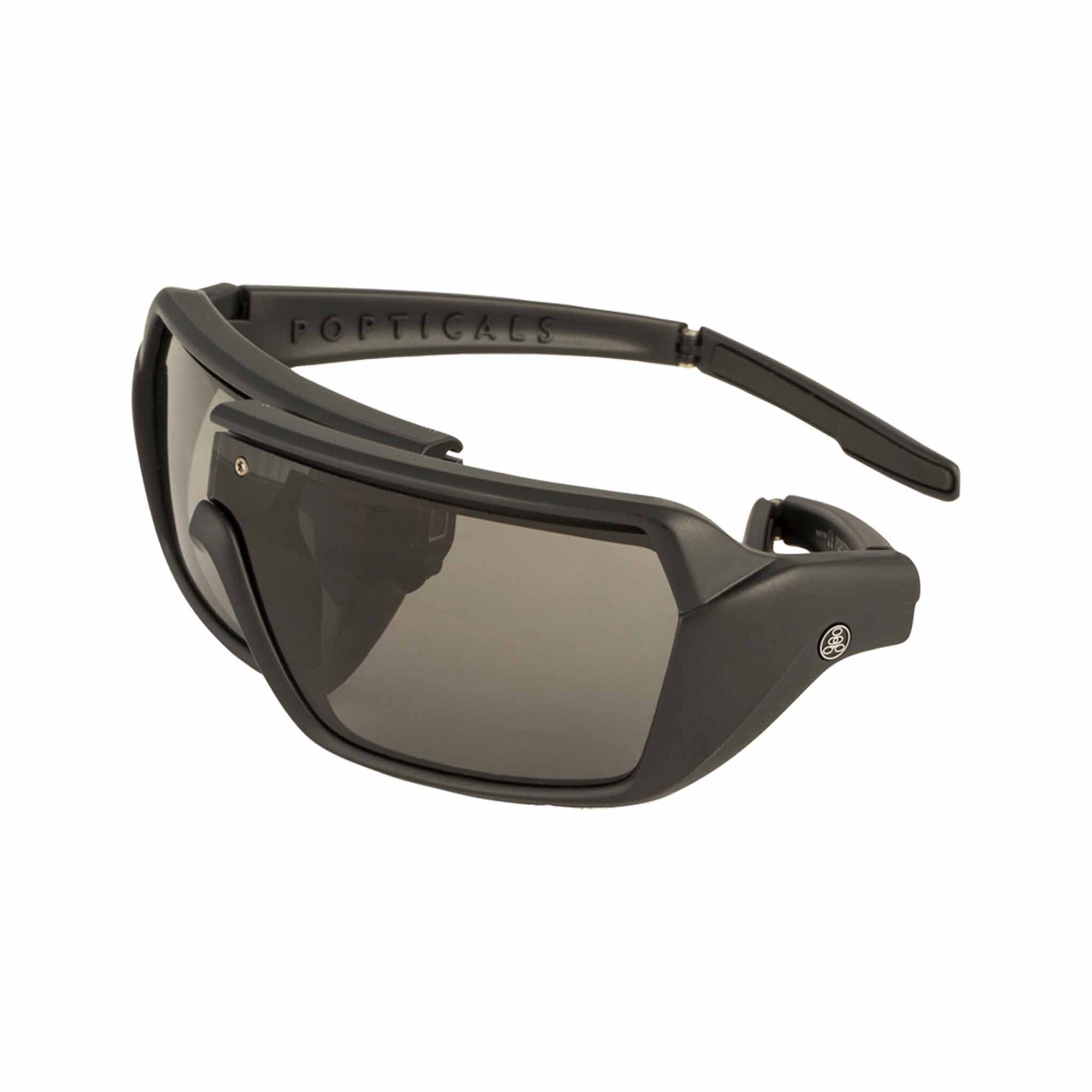 Popticals, Premium Compact Sunglasses, PopStorm, 010060-BMGP, Polarized Sunglasses, Matte Black Frame, Gray Lenses, Spider View