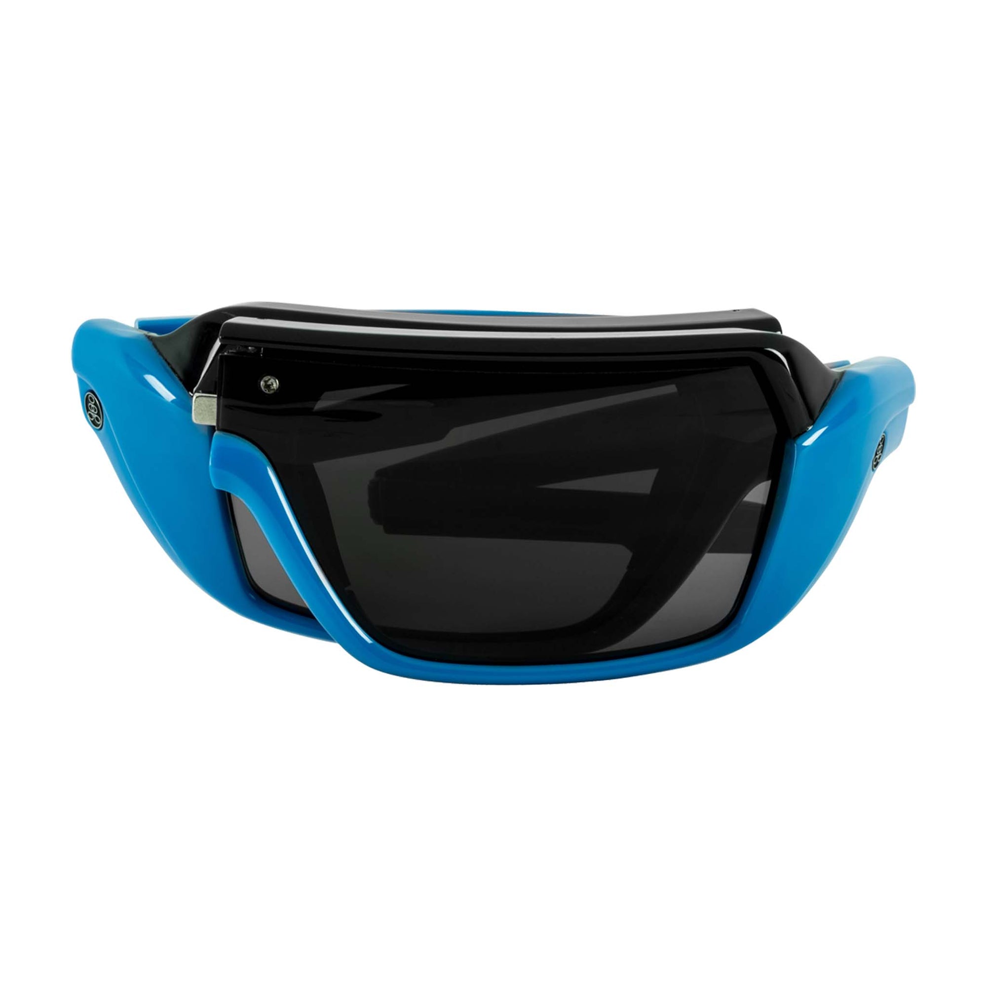 Popticals, Premium Compact Sunglasses, PopStorm, 010060-UBGP, Polarized Sunglasses, Gloss Blue/Black Frame, Gray Lenses, Compact View