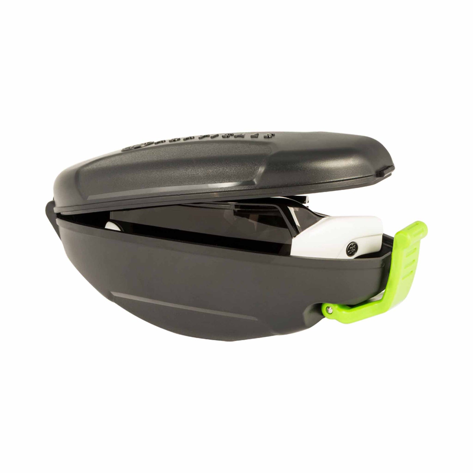 Popticals, Premium Compact Sunglasses, PopStorm, 010060-RBGP, Polarized Sunglasses, Gloss Black/Red Frame, Gray Lenses, Side View