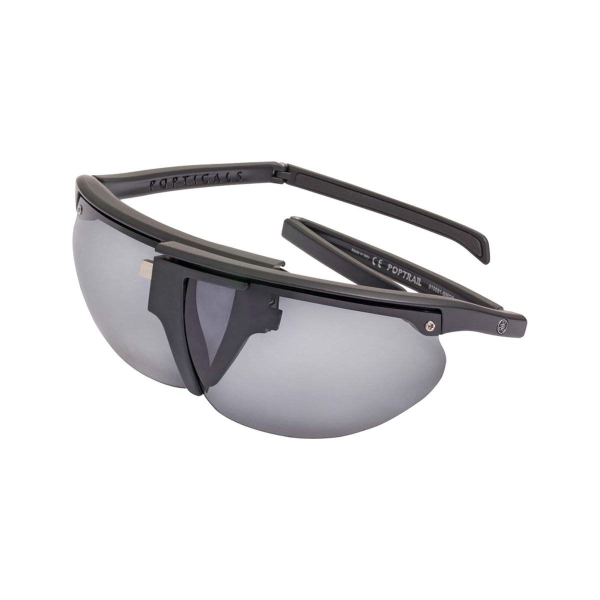 Popticals, Premium Compact Sunglasses, PopTrail, 010081-BMGP, Polarized Sunglasses, Matte Black Frame, Gray Lenses, Spider View