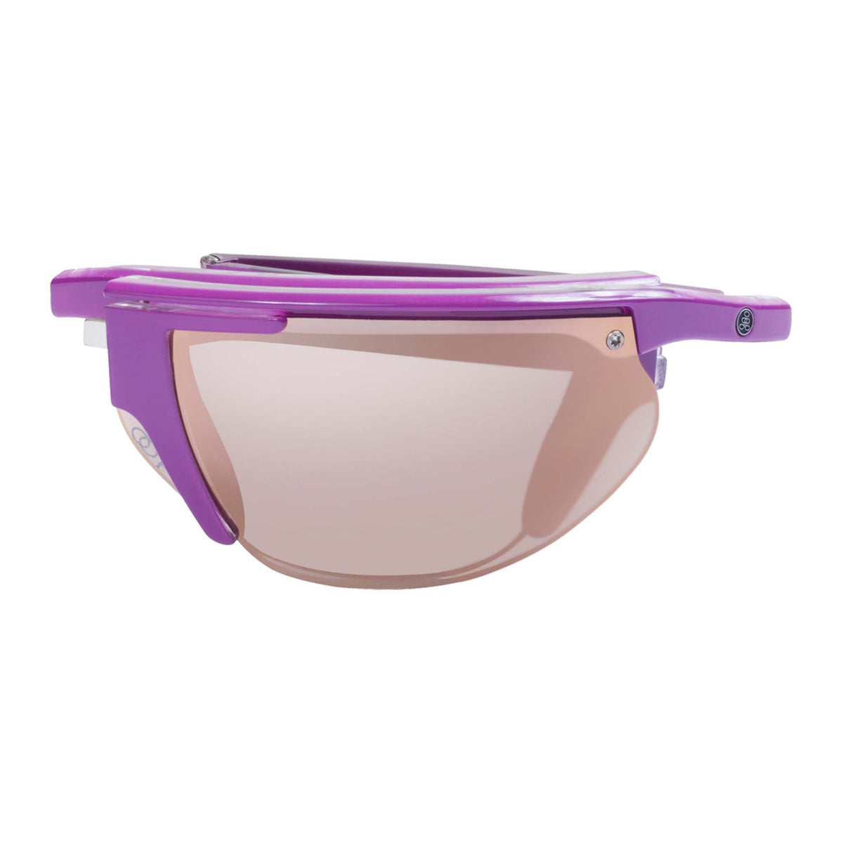 Popticals, Premium Compact Sunglasses, PopTrail, 030081-PFKN, Polarized Sunglasses, Gloss Lavender over Crystal Frame, Gray Lenses w/Pink Mirror Finish, Compact View