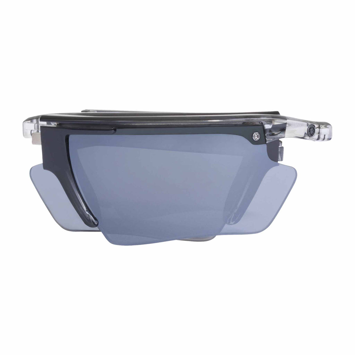 Popticals, Premium Compact Sunglasses, PopEdge, 010091-SFLN, Polarized Sunglasses, Gloss Smoke Frame, Gray Lenses with Silver Mirror Finish, Compact View