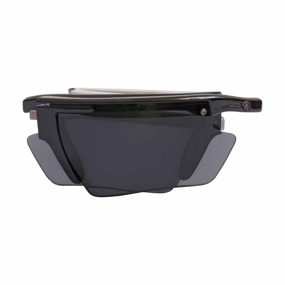 Popticals, Premium Compact Sunglasses, PopEdge, 010091-WGGP, Polarized Sunglasses, Gloss Black and White Frame, Gray Lenses, Compact View